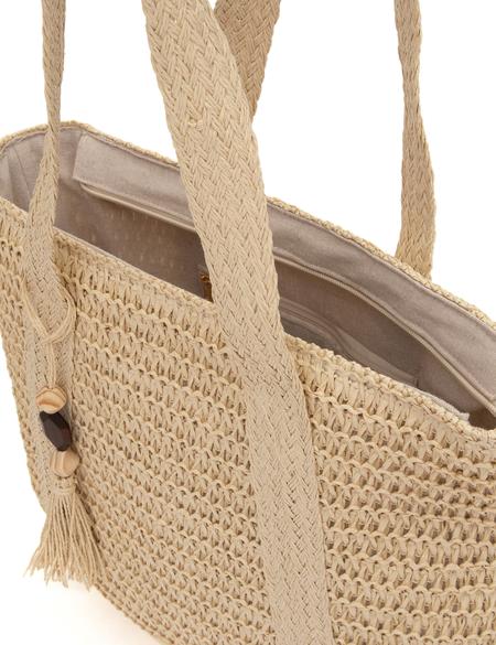 Bej Hasır Omuz Çanta - 50318367002