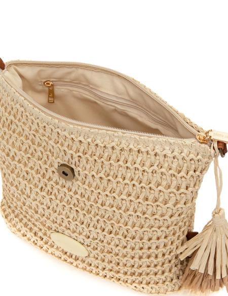 Bej Hasır Çapraz Çanta - 50318363002