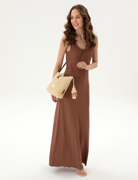 Bej Hasır Çapraz Çanta - 50318363002