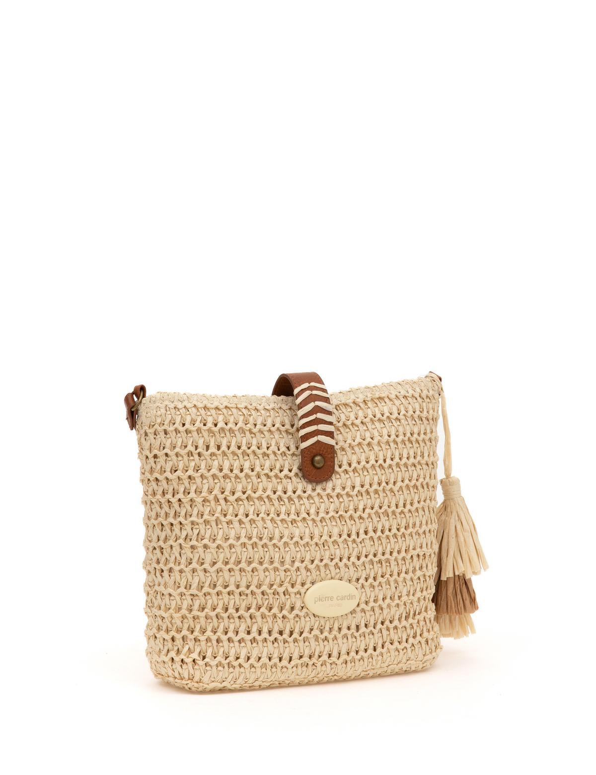 Bej Hasır Çapraz Çanta - 50318363002