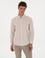 Bej Keten Karışımlı Regular Fit Uzun Kollu Gömlek
