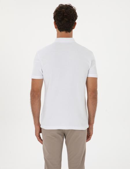 Beyaz Slim Fit %100 Pamuk Kıvrılmaz Amerikan Pike Polo Yaka Basic Tişört - 50306154007