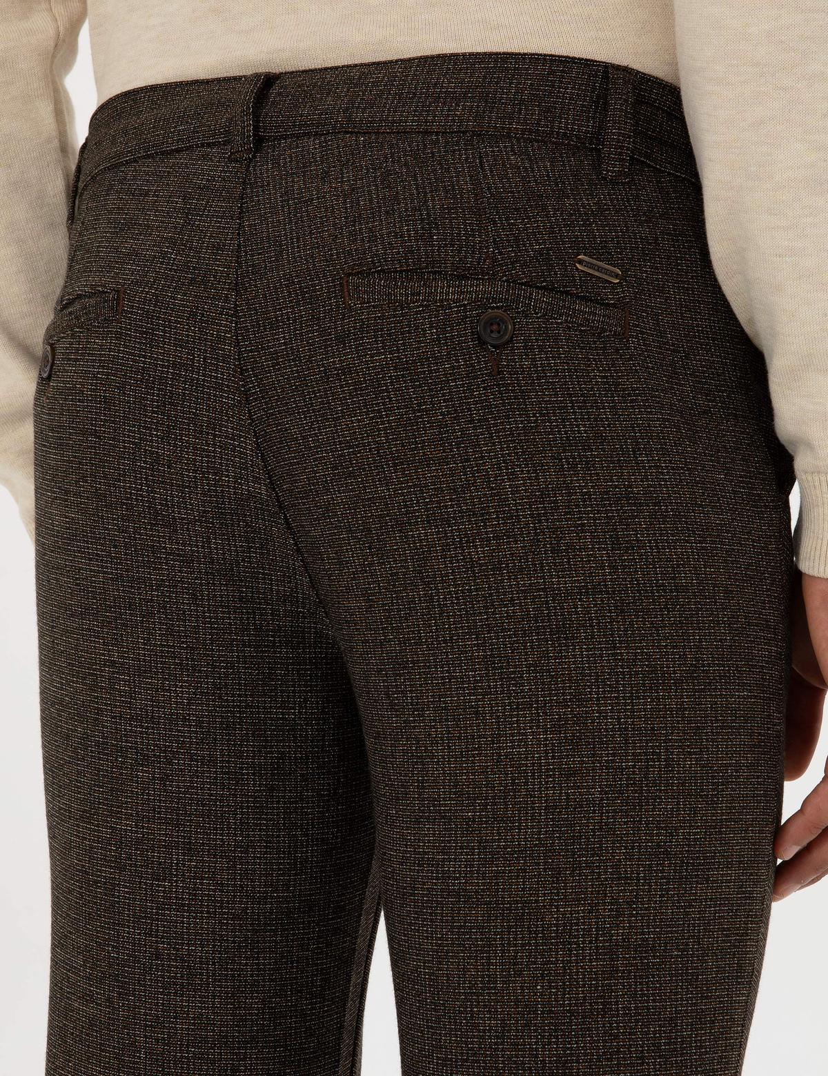 Kahverengi Slim Fit Beli Lastikli Kordonlu Kanvas Pantolon - 50311971023