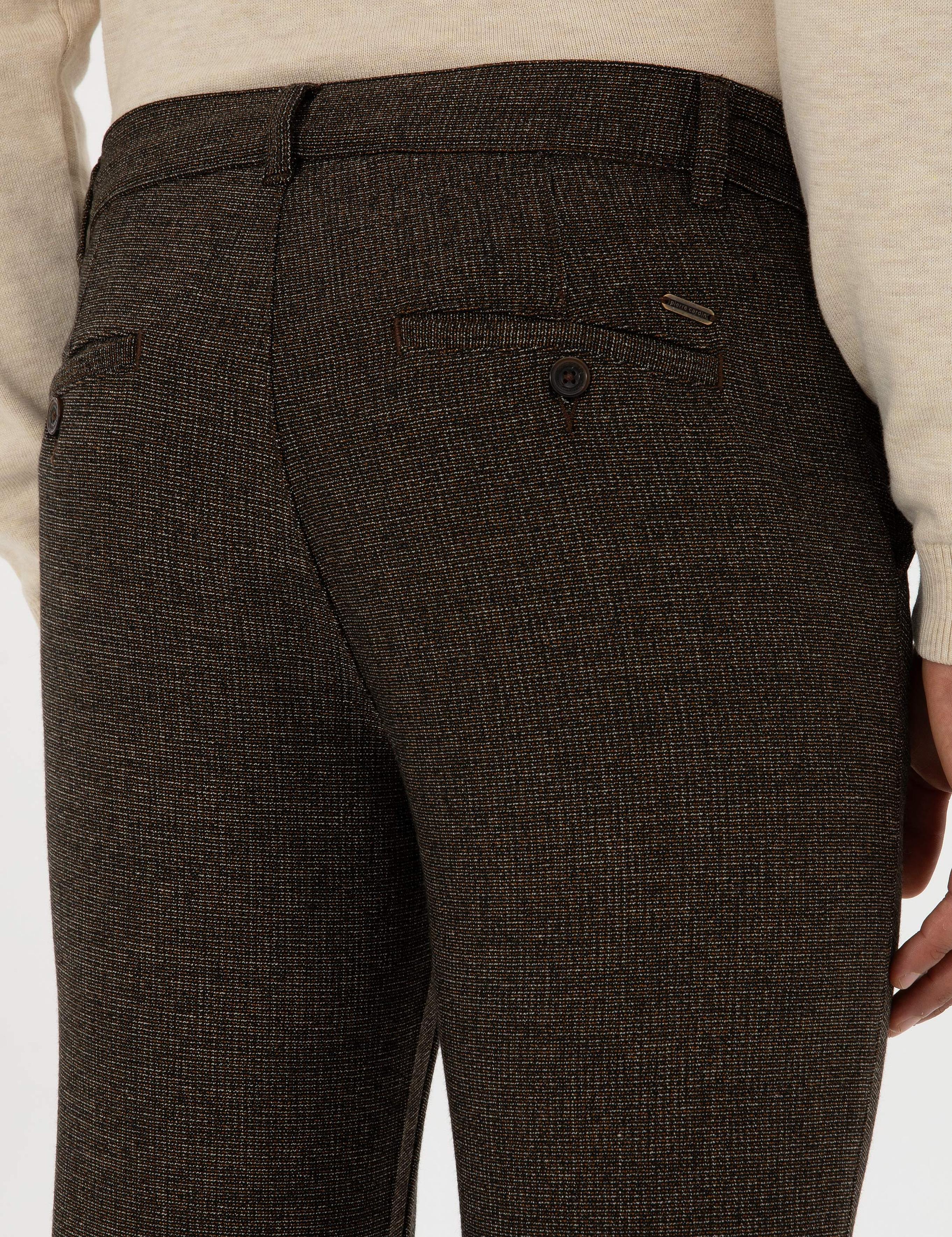 Kahverengi Slim Fit Beli Lastikli Kordonlu Kanvas Pantolon