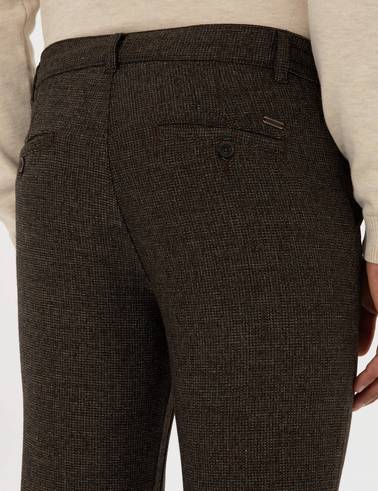 Kahverengi Slim Fit Beli Lastikli Kordonlu Kanvas Pantolon