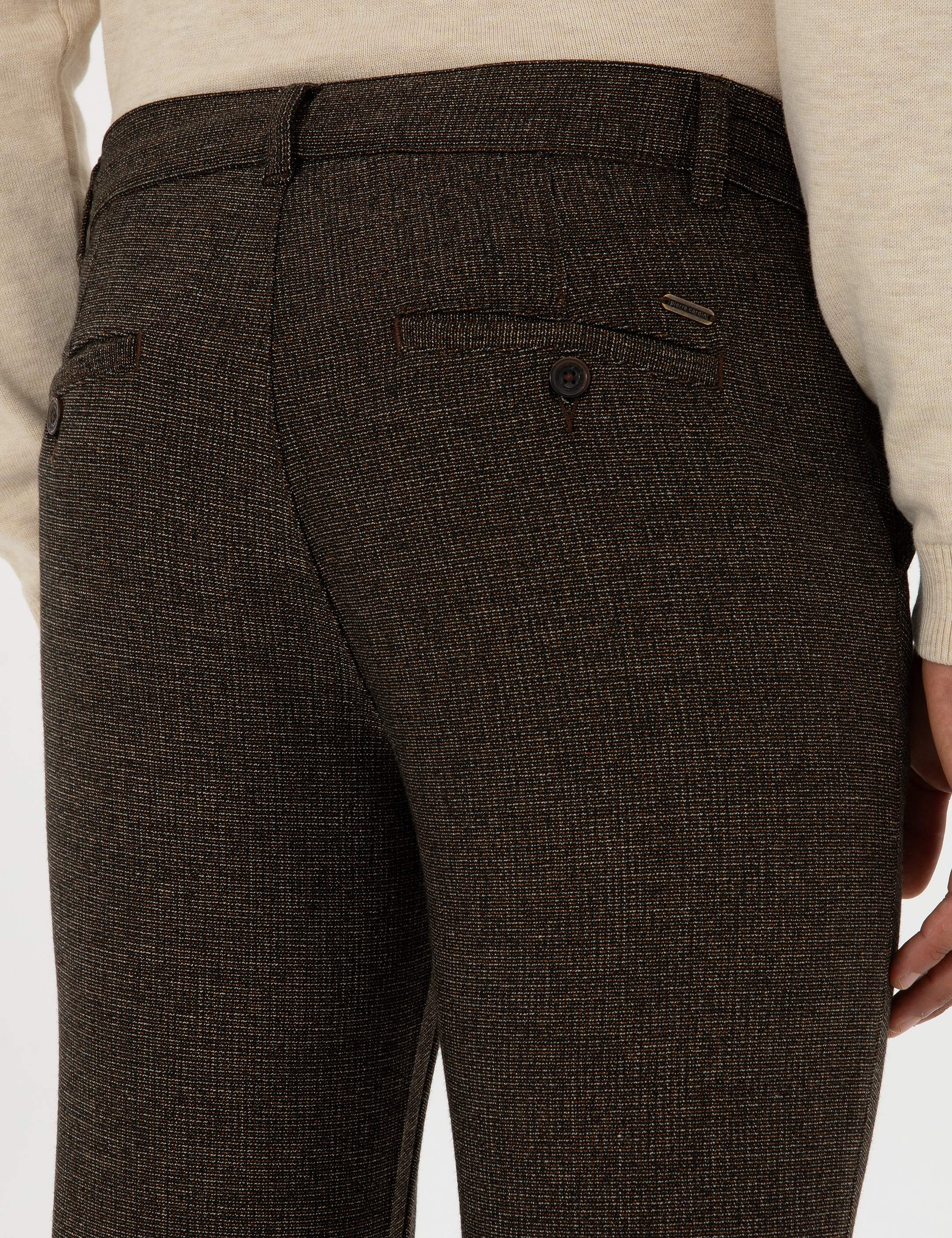 Kahverengi Slim Fit Beli Lastikli Kordonlu Kanvas Pantolon - Image 6