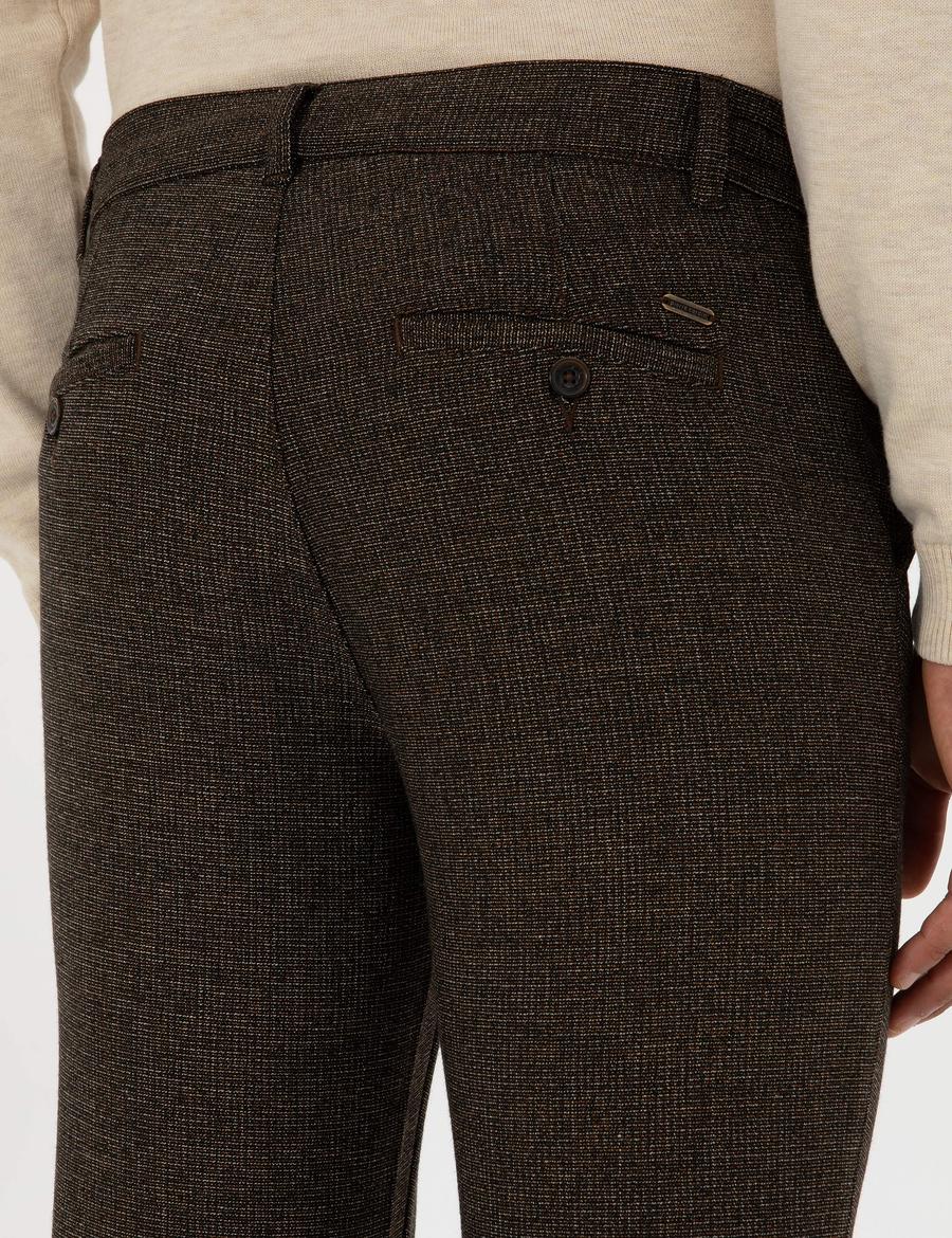 Kahverengi Slim Fit Beli Lastikli Kordonlu Kanvas Pantolon