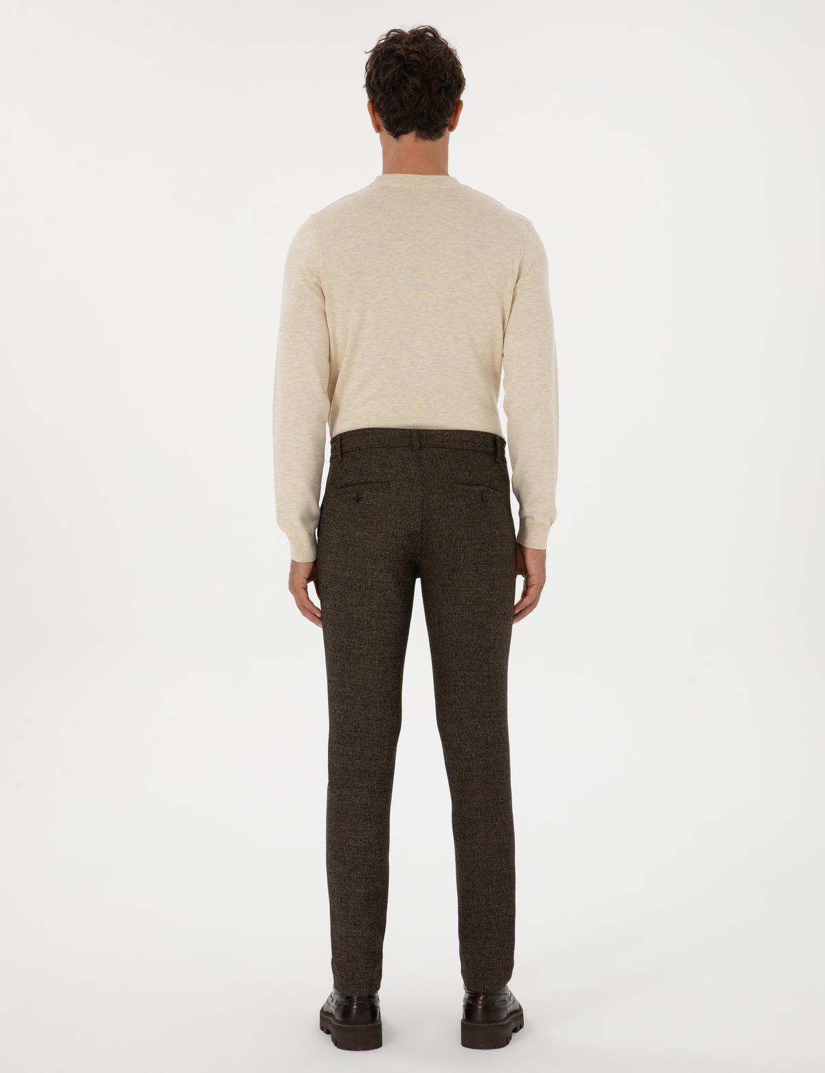 Kahverengi Slim Fit Beli Lastikli Kordonlu Kanvas Pantolon - 50311971023