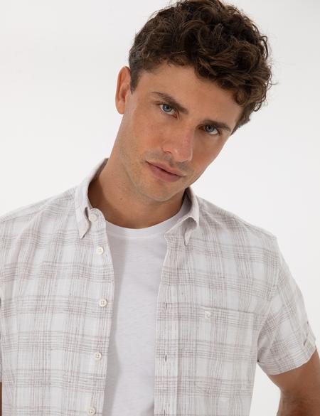 Kahverengi Regular Fit Kısa Kollu Gömlek - 50307167008