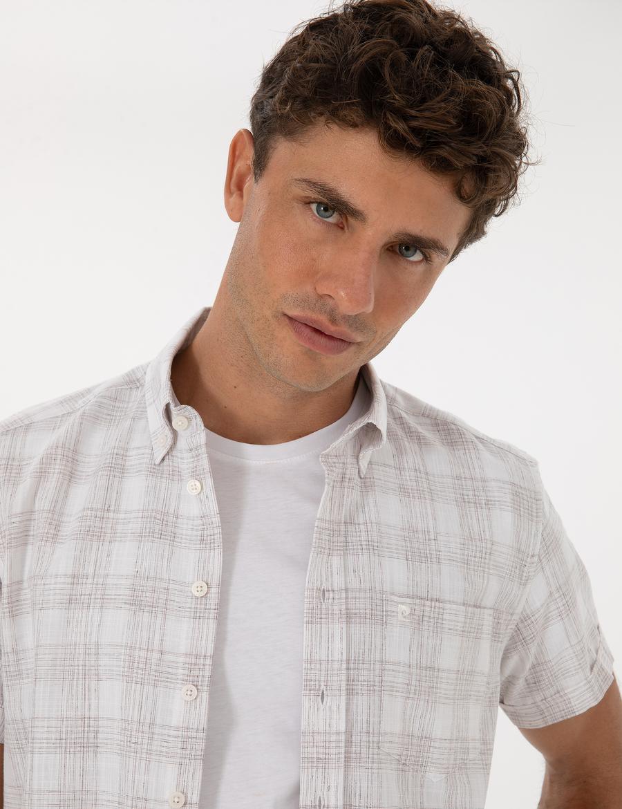 Kahverengi Regular Fit Kısa Kollu Gömlek