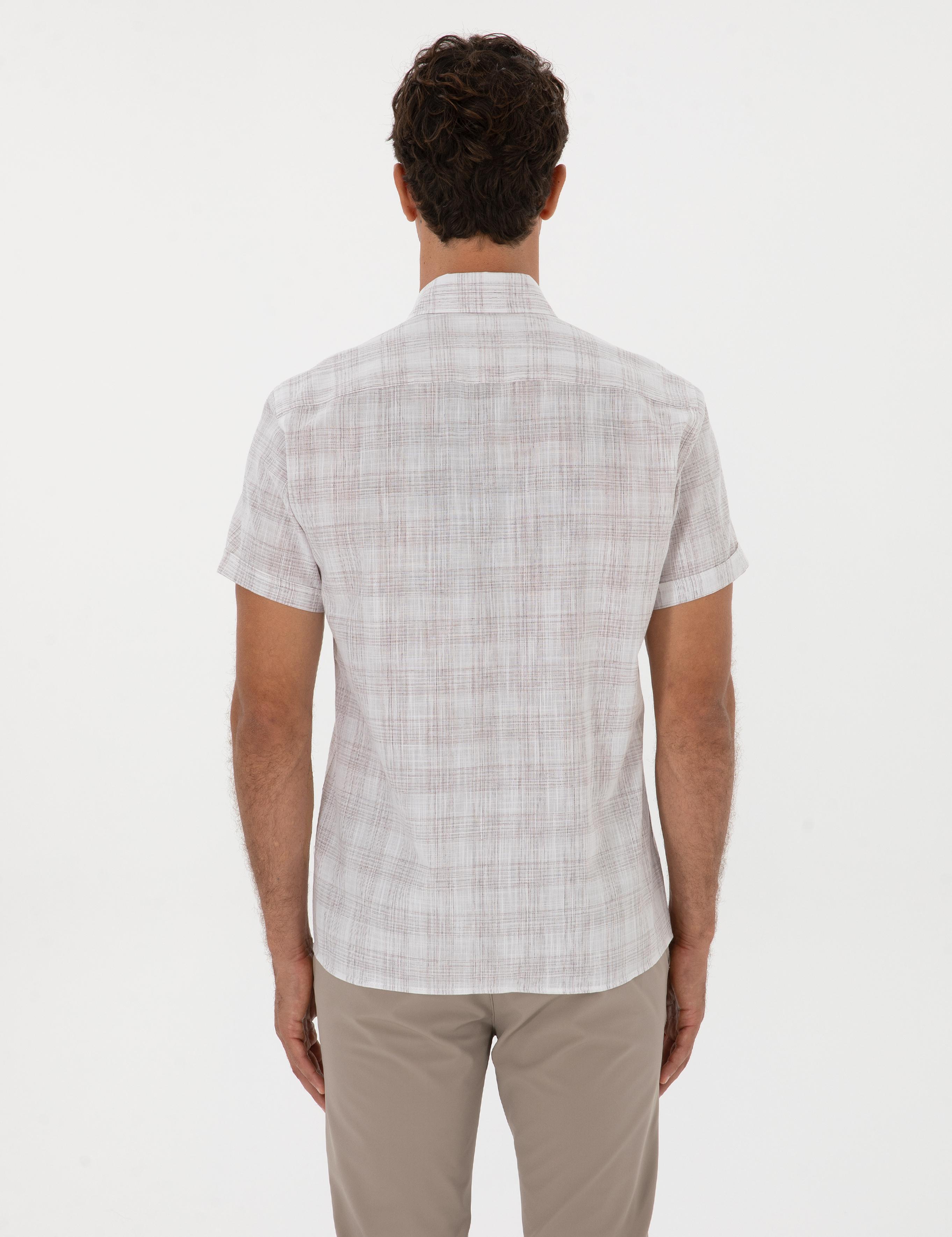 Kahverengi Regular Fit Kısa Kollu Gömlek