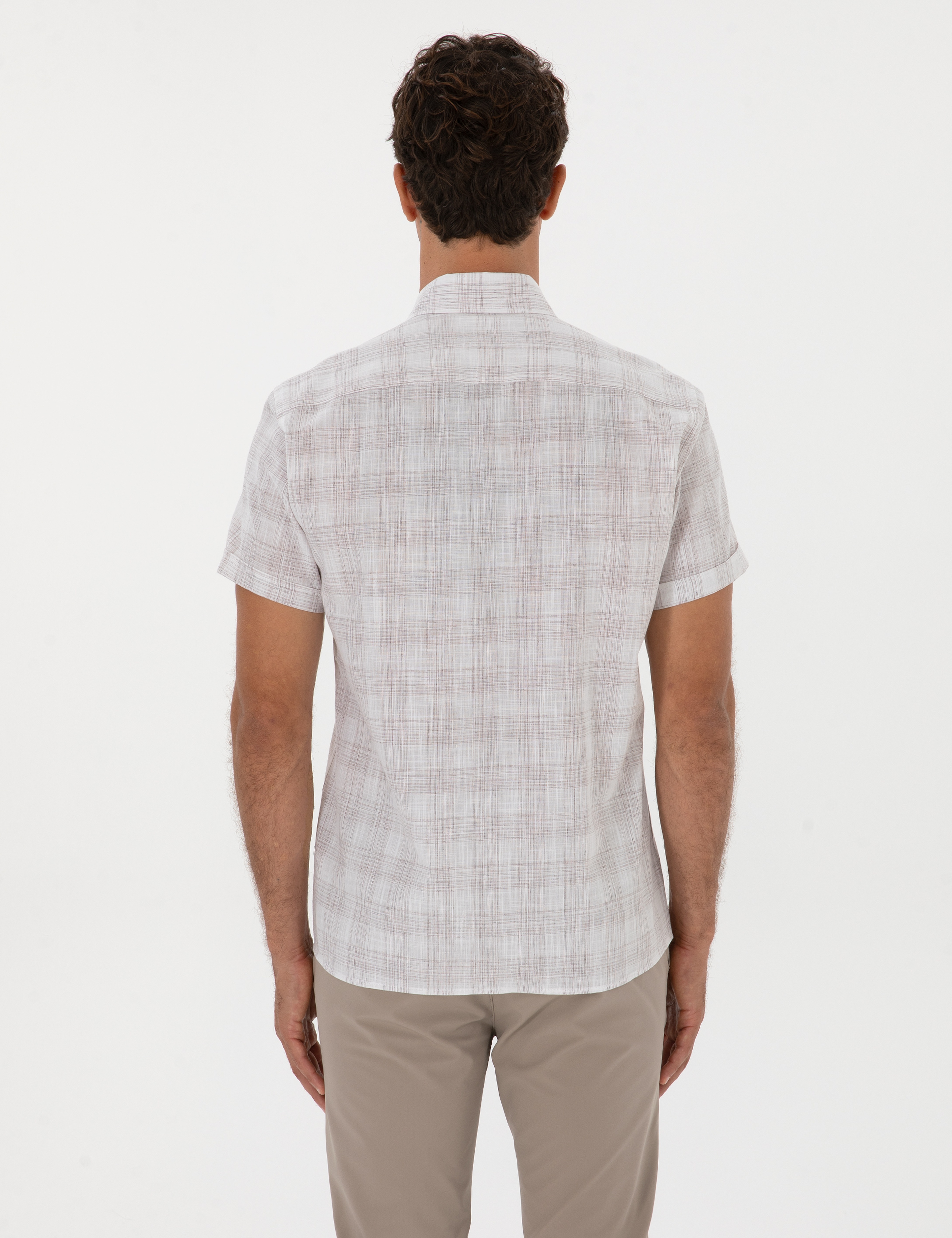 Kahverengi Regular Fit Kısa Kollu Gömlek - Image 5