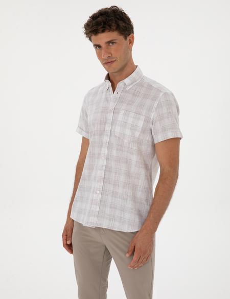 Kahverengi Regular Fit Kısa Kollu Gömlek - 50307167008