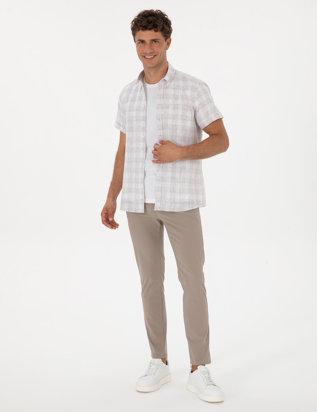 Kahverengi Regular Fit Kısa Kollu Gömlek - 50307167008