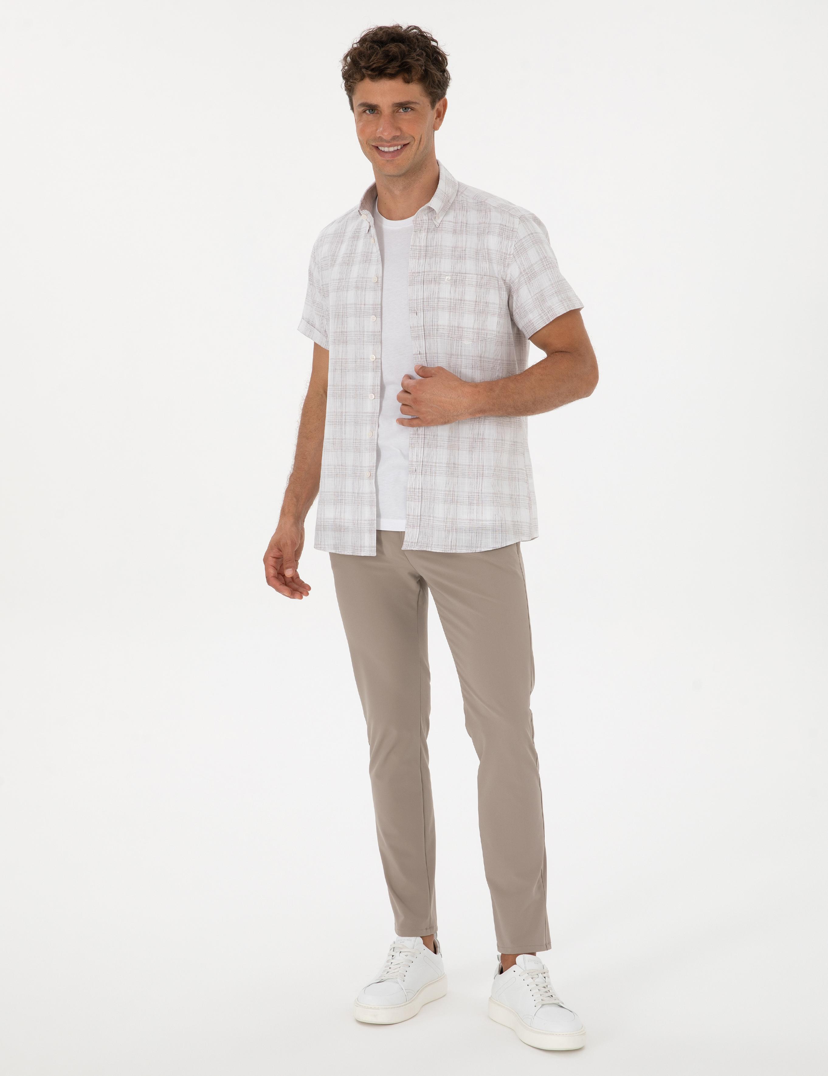 Kahverengi Regular Fit Kısa Kollu Gömlek