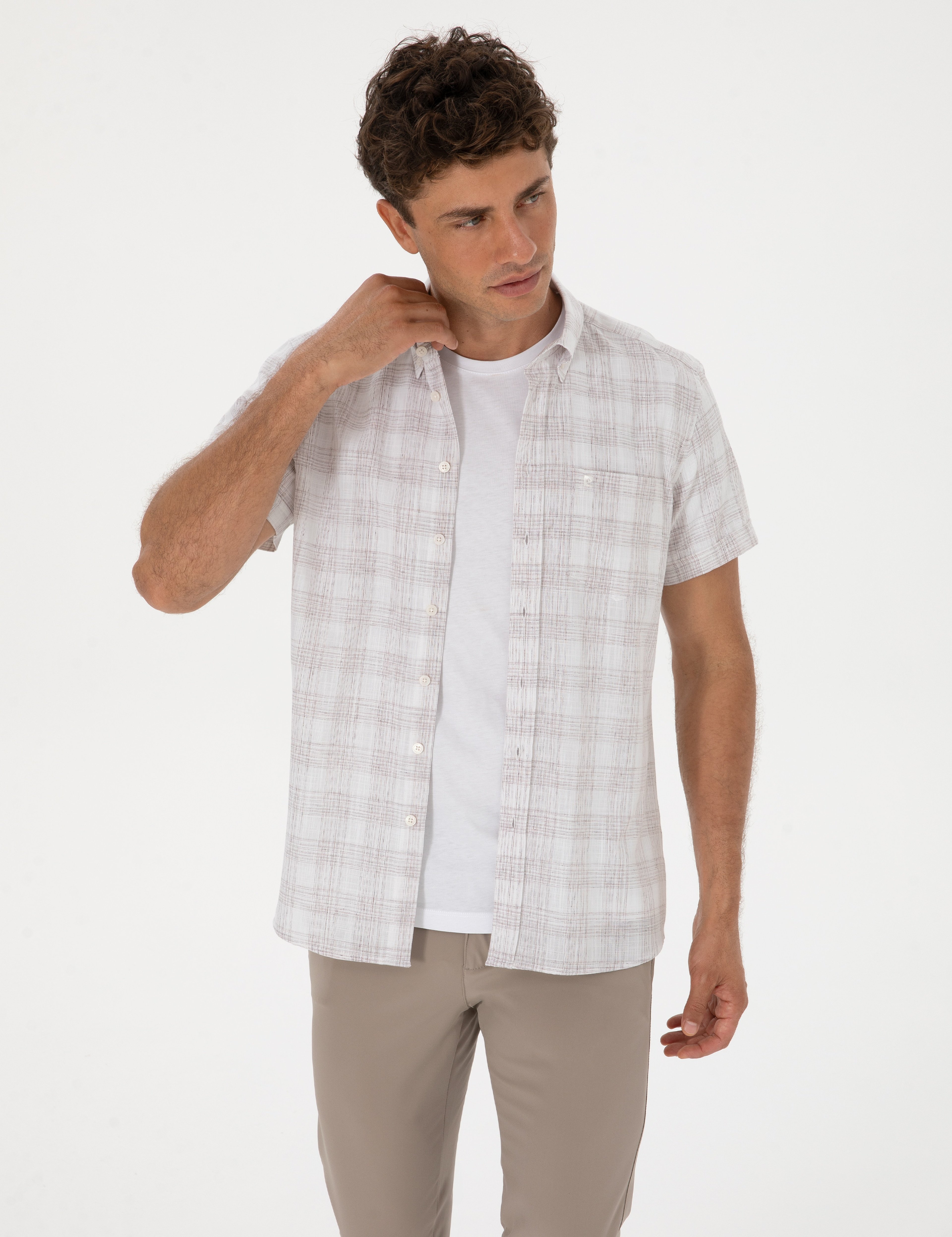 Kahverengi Regular Fit Kısa Kollu Gömlek - Image 1