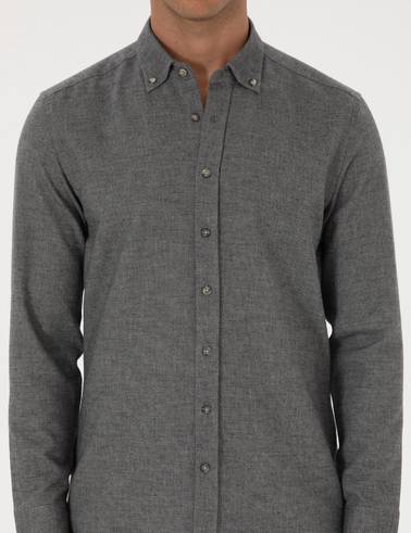 Gri Slim Fit Uzun Kollu Gömlek