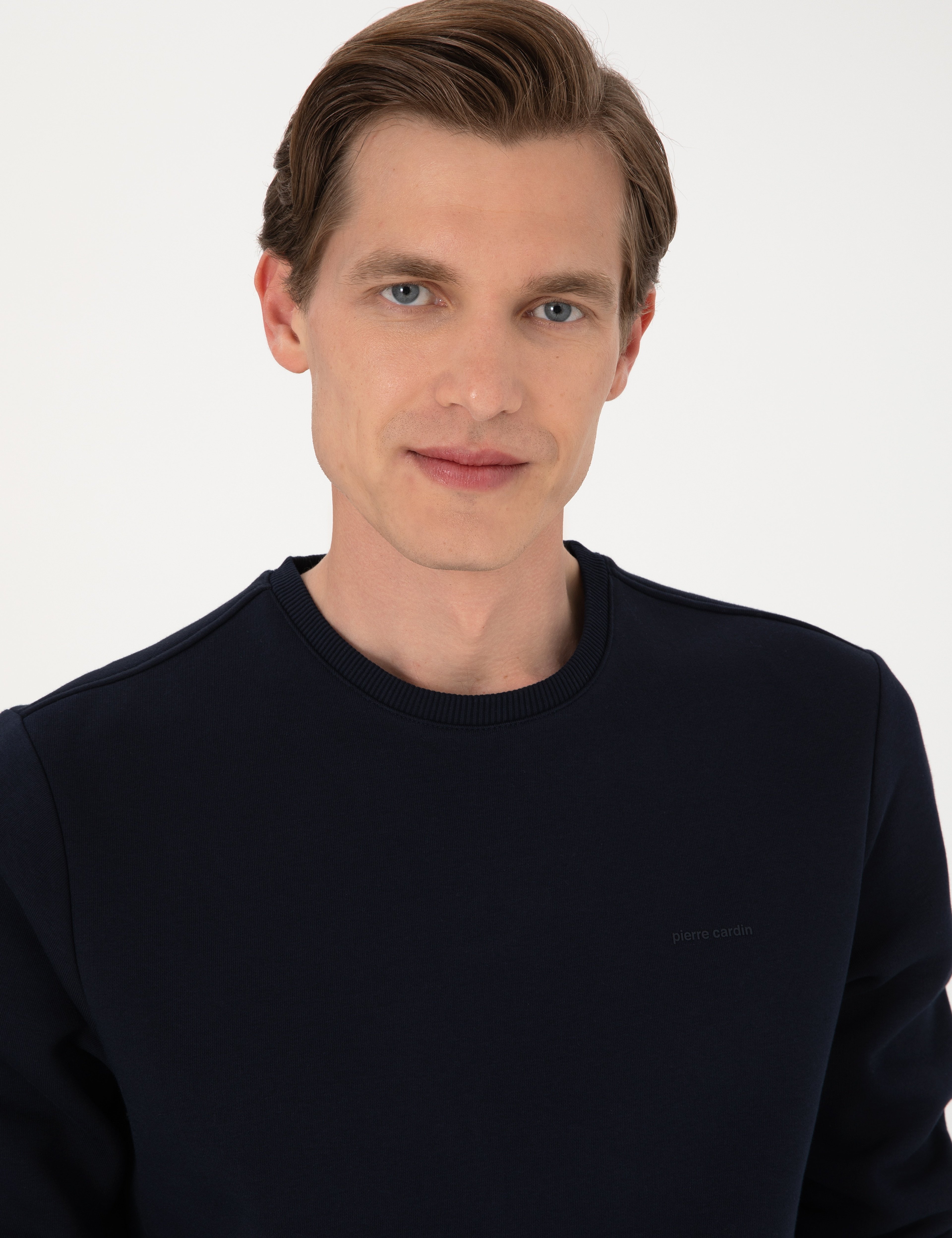 Lacivert 3 İplik Regular Fit Bisiklet Yaka Basic Sweatshirt - Image 2