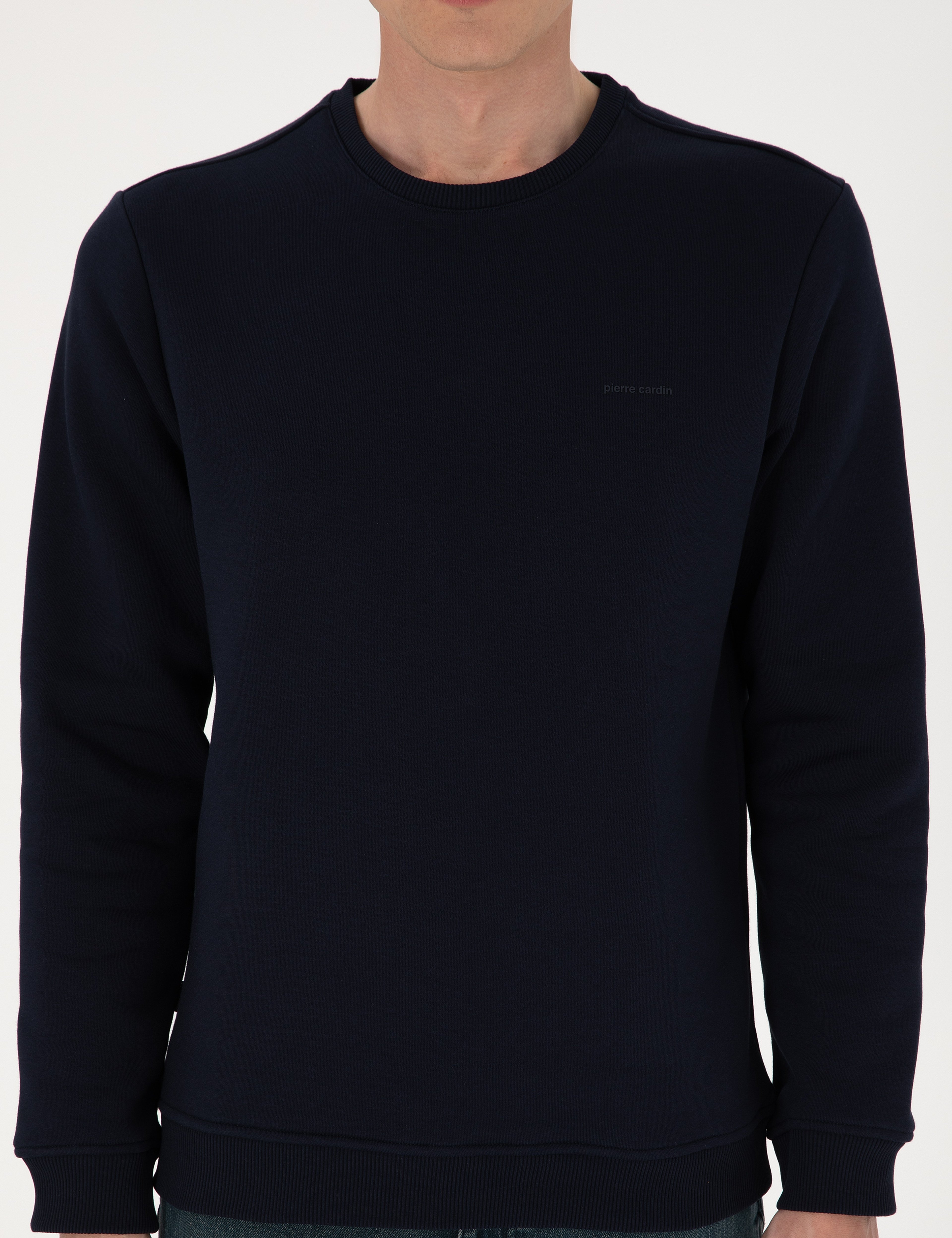 Lacivert 3 İplik Regular Fit Bisiklet Yaka Basic Sweatshirt
