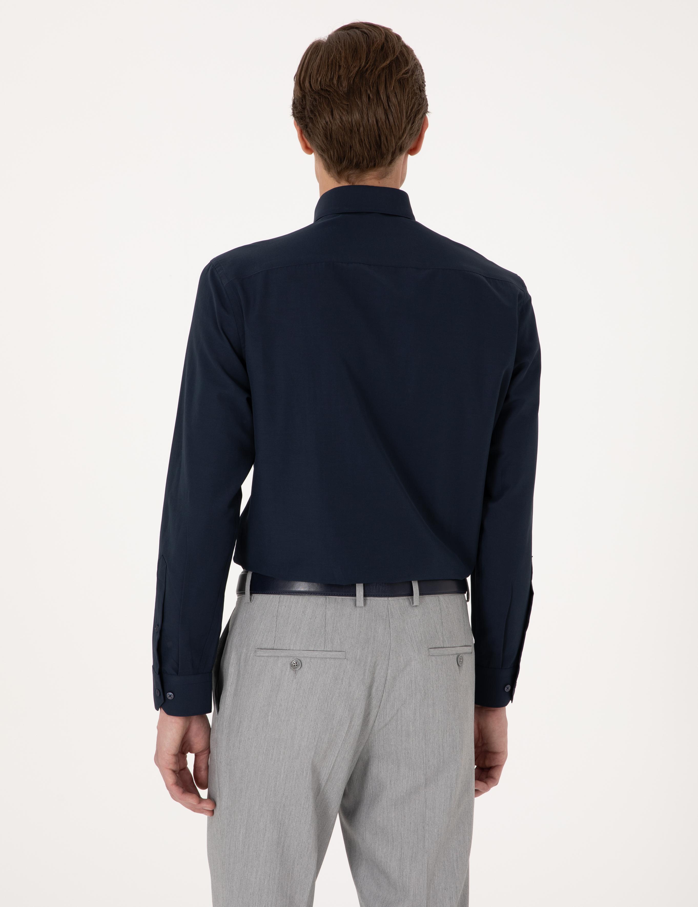 Lacivert Regular Fit Uzun Kollu Basic Gömlek