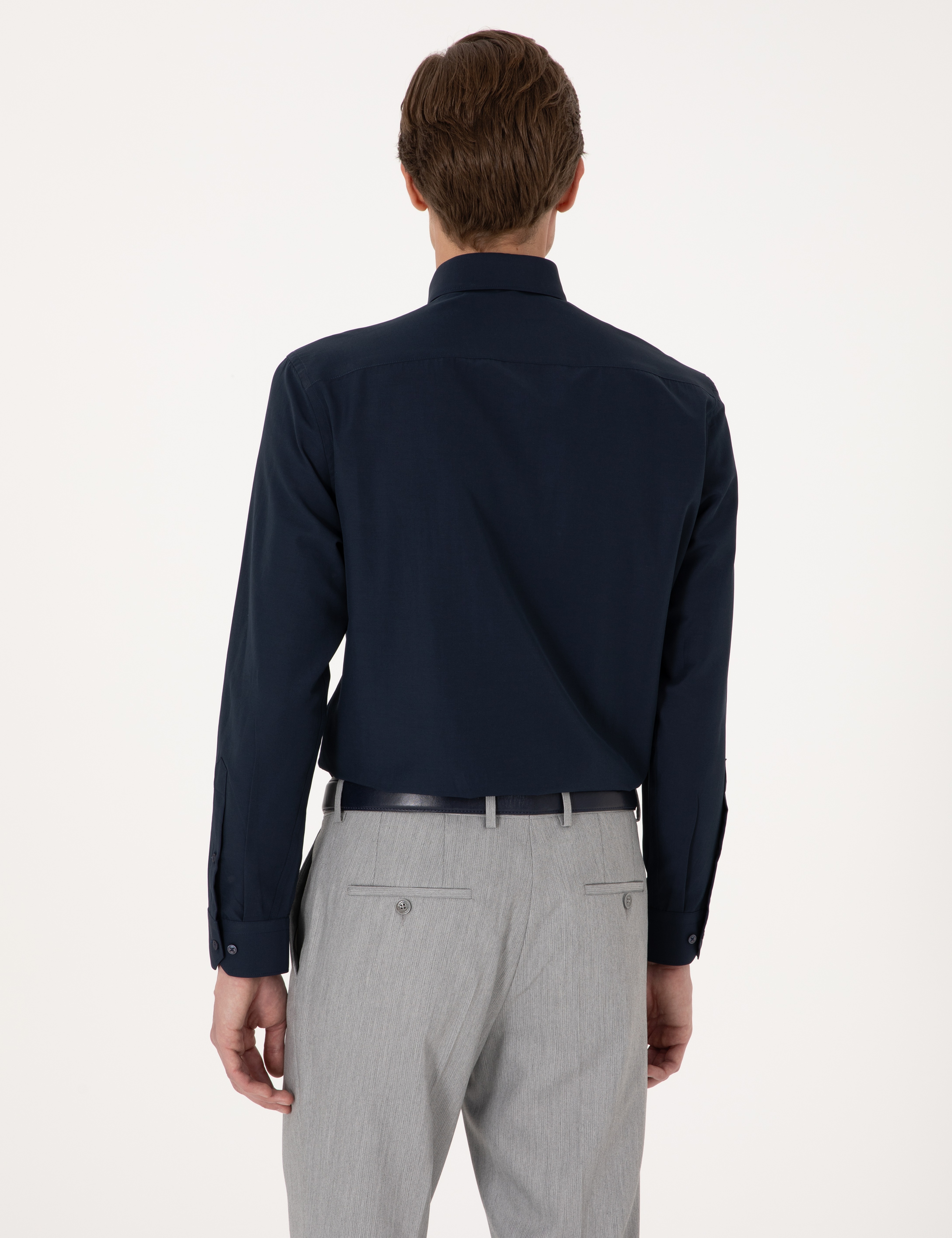 Lacivert Regular Fit Uzun Kollu Basic Gömlek - Image 6