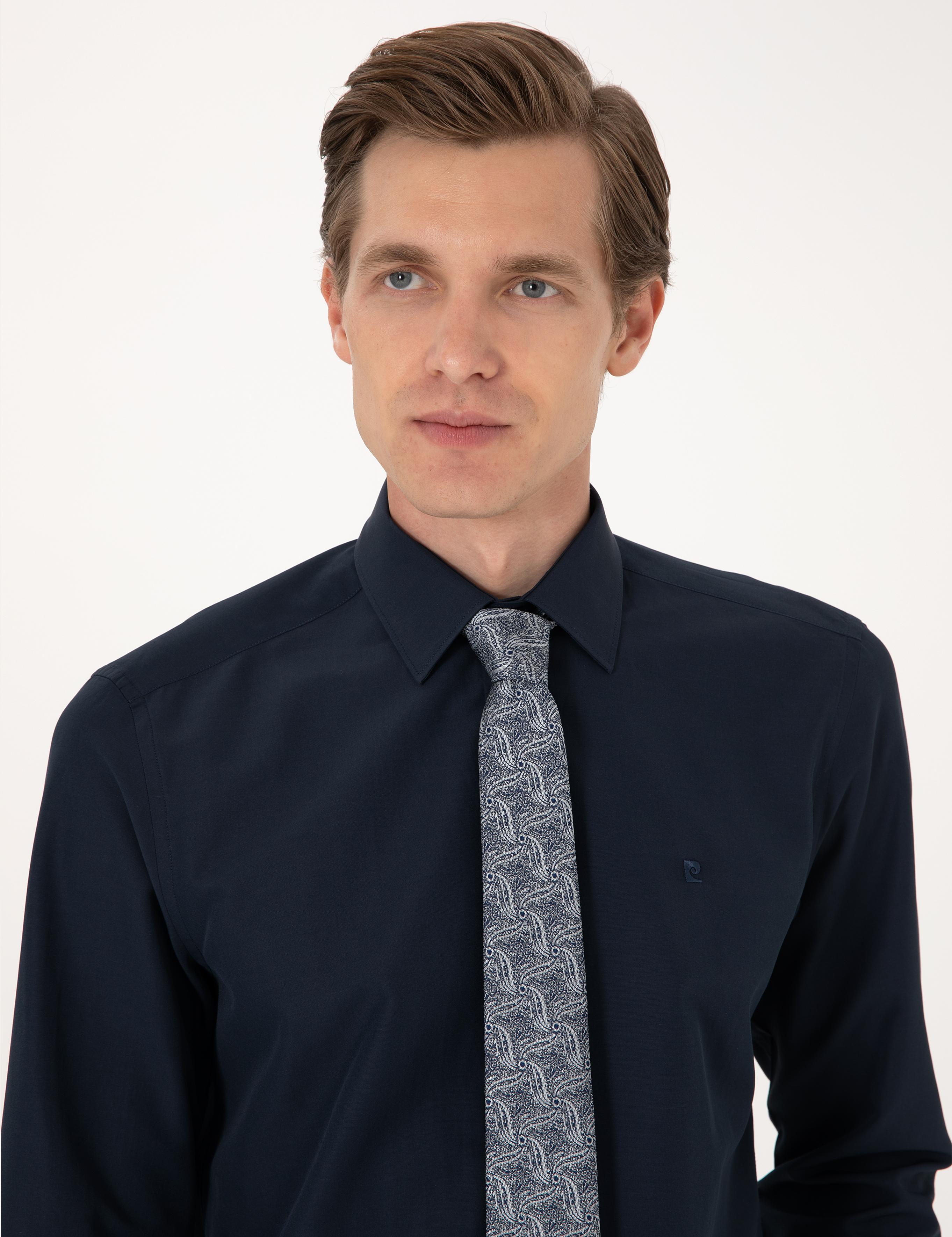 Lacivert Regular Fit Uzun Kollu Basic Gömlek