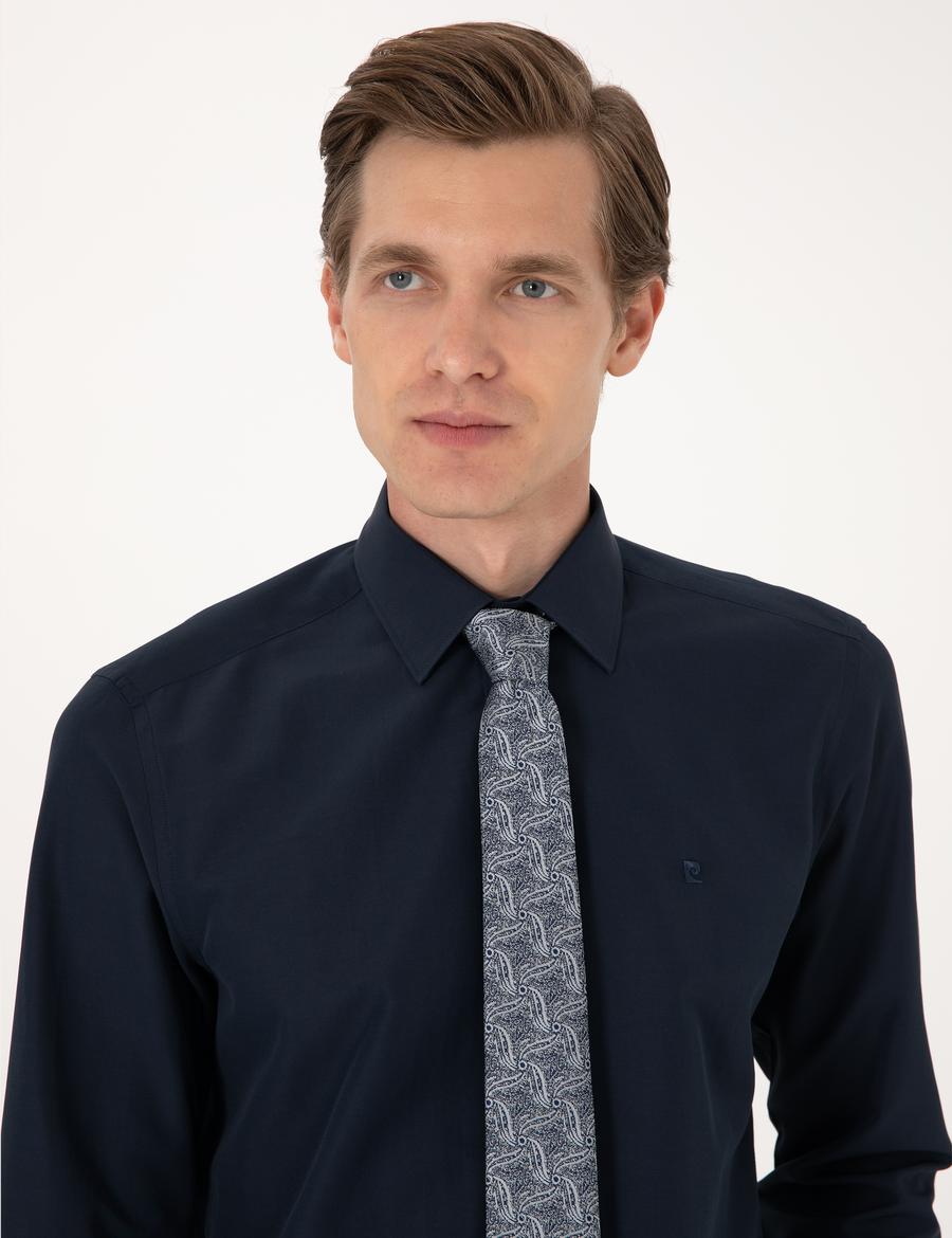 Lacivert Regular Fit Uzun Kollu Basic Gömlek