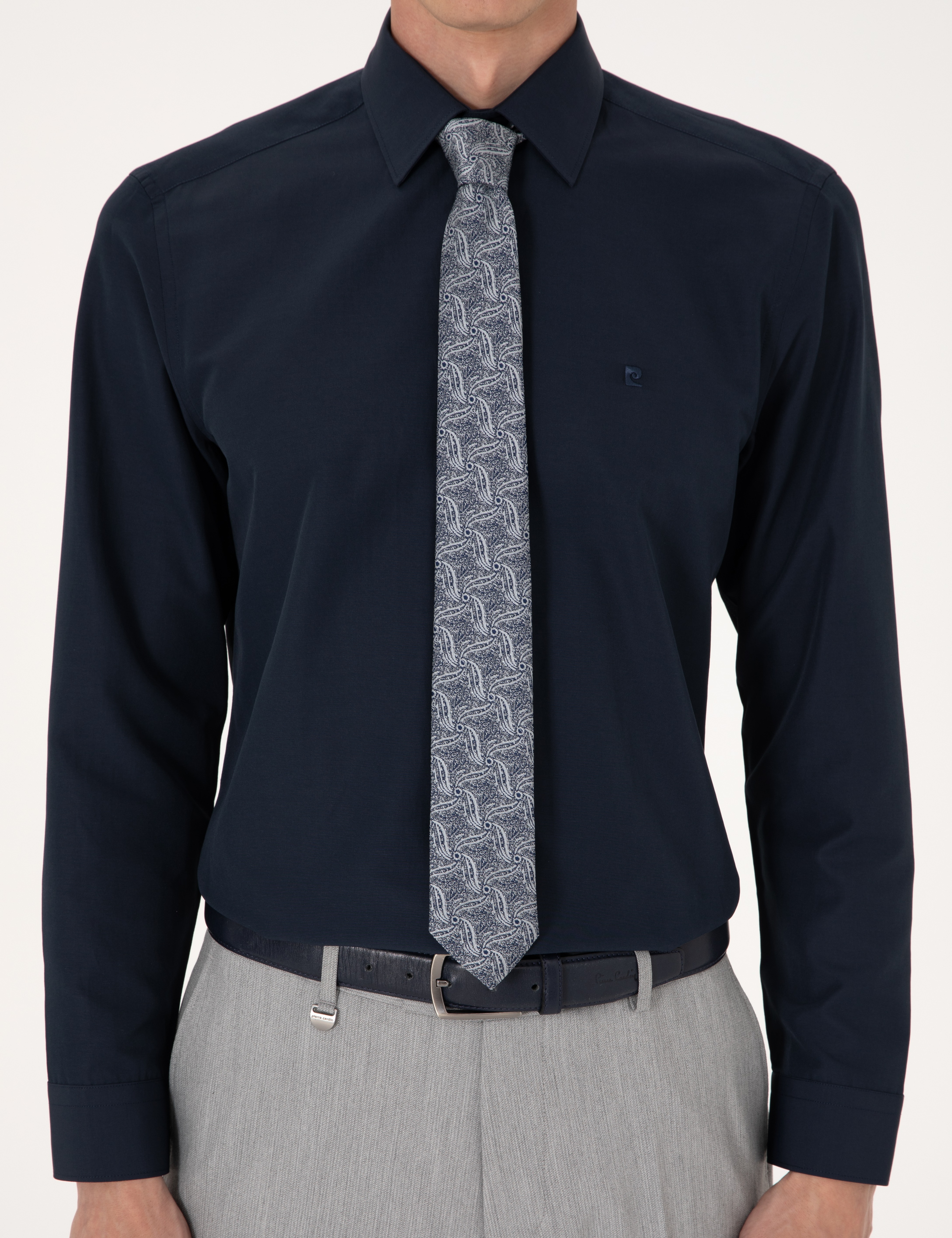 Lacivert Regular Fit Uzun Kollu Basic Gömlek - Image 7