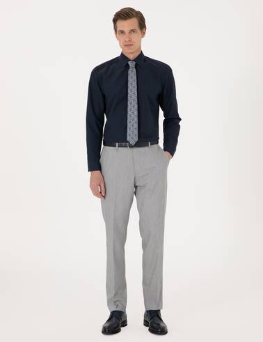 Lacivert Regular Fit Uzun Kollu Basic Gömlek