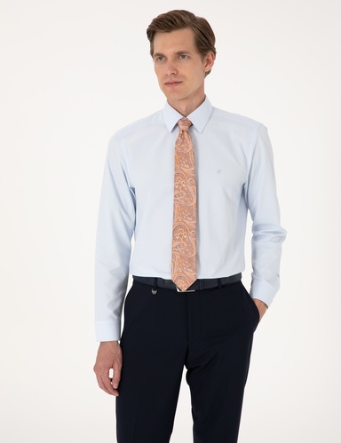 Açık Mavi Regular Fit Uzun Kollu Basic Gömlek