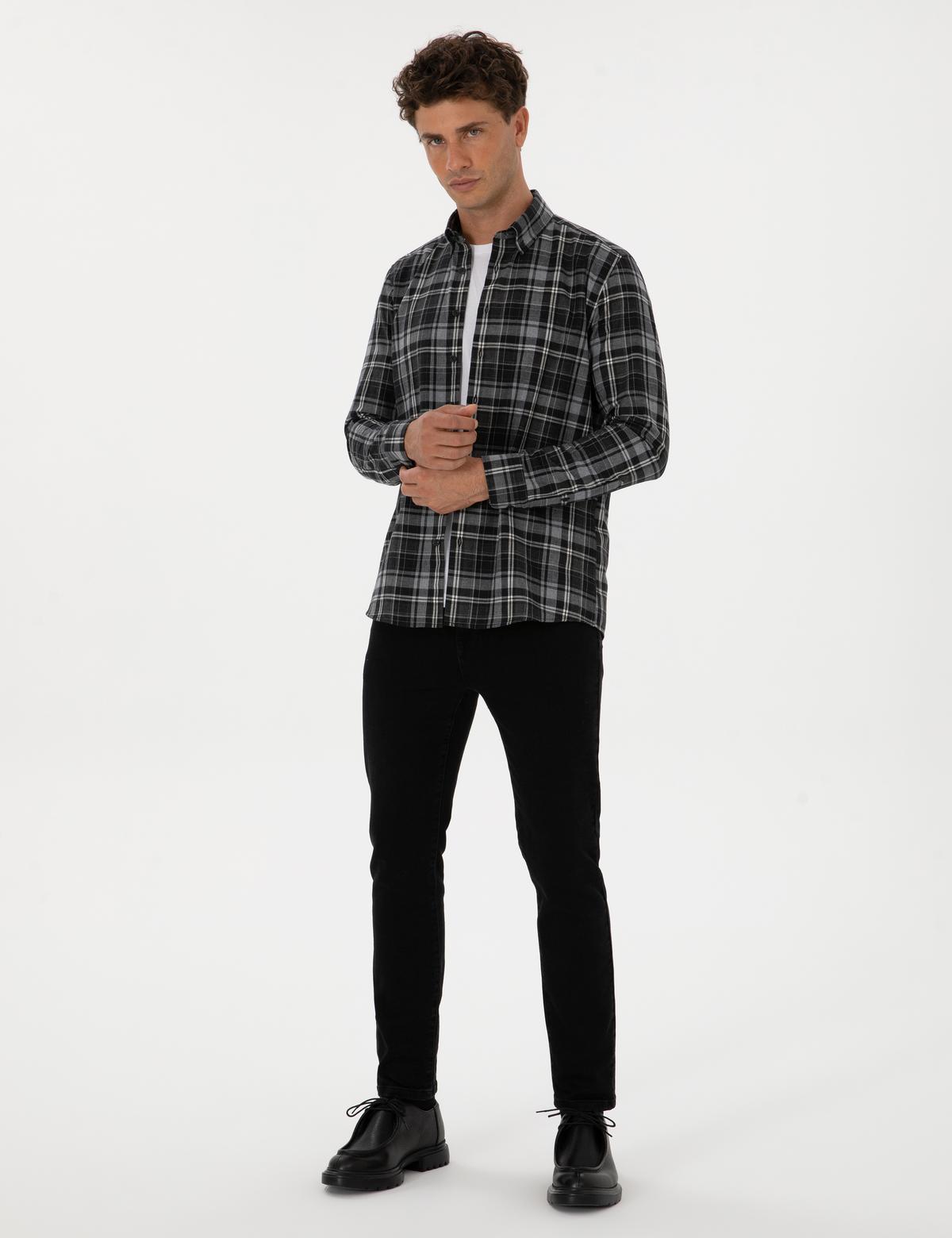 Antrasit Slim Fit Jean Pantolon