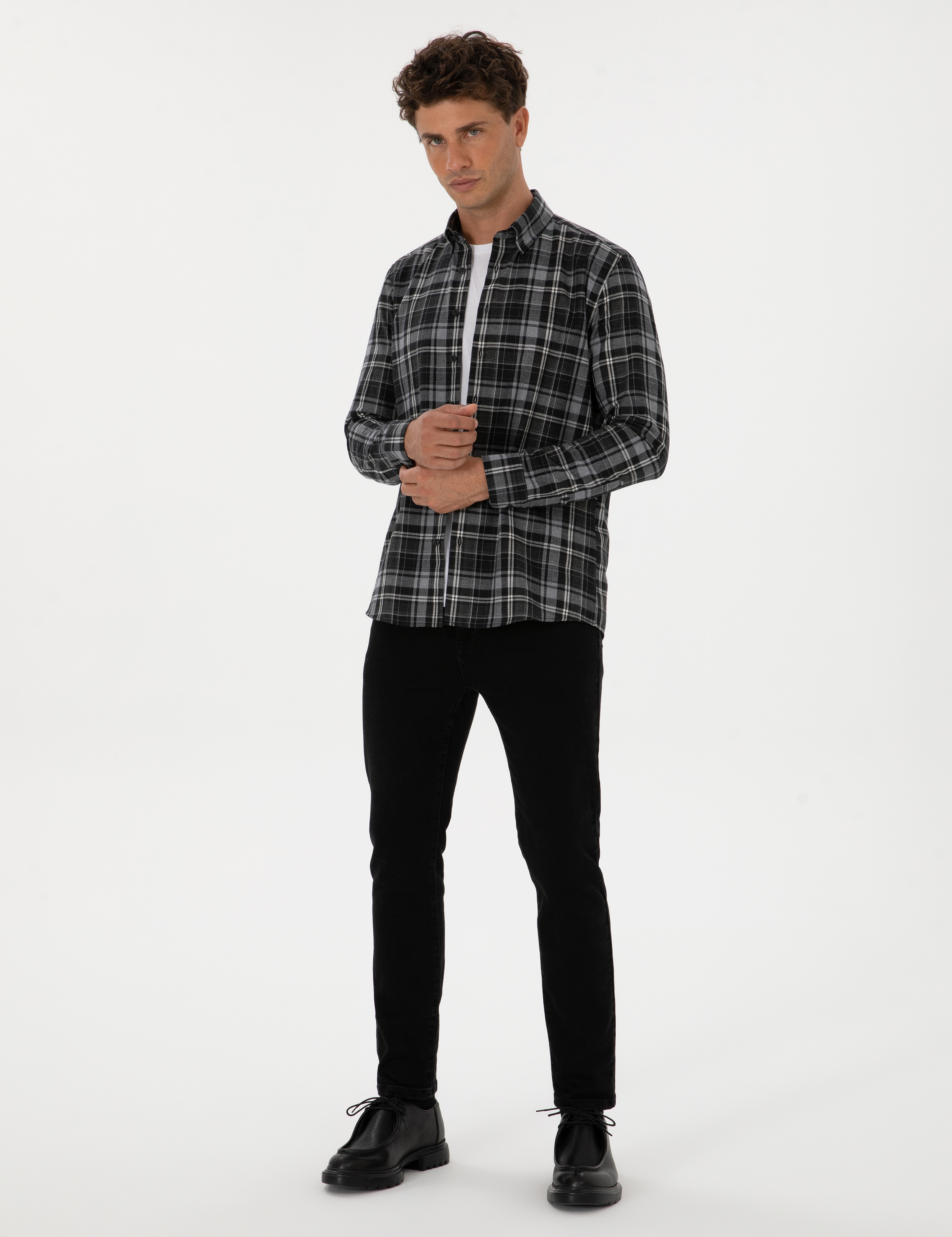 Antrasit Slim Fit Jean Pantolon - Image 1