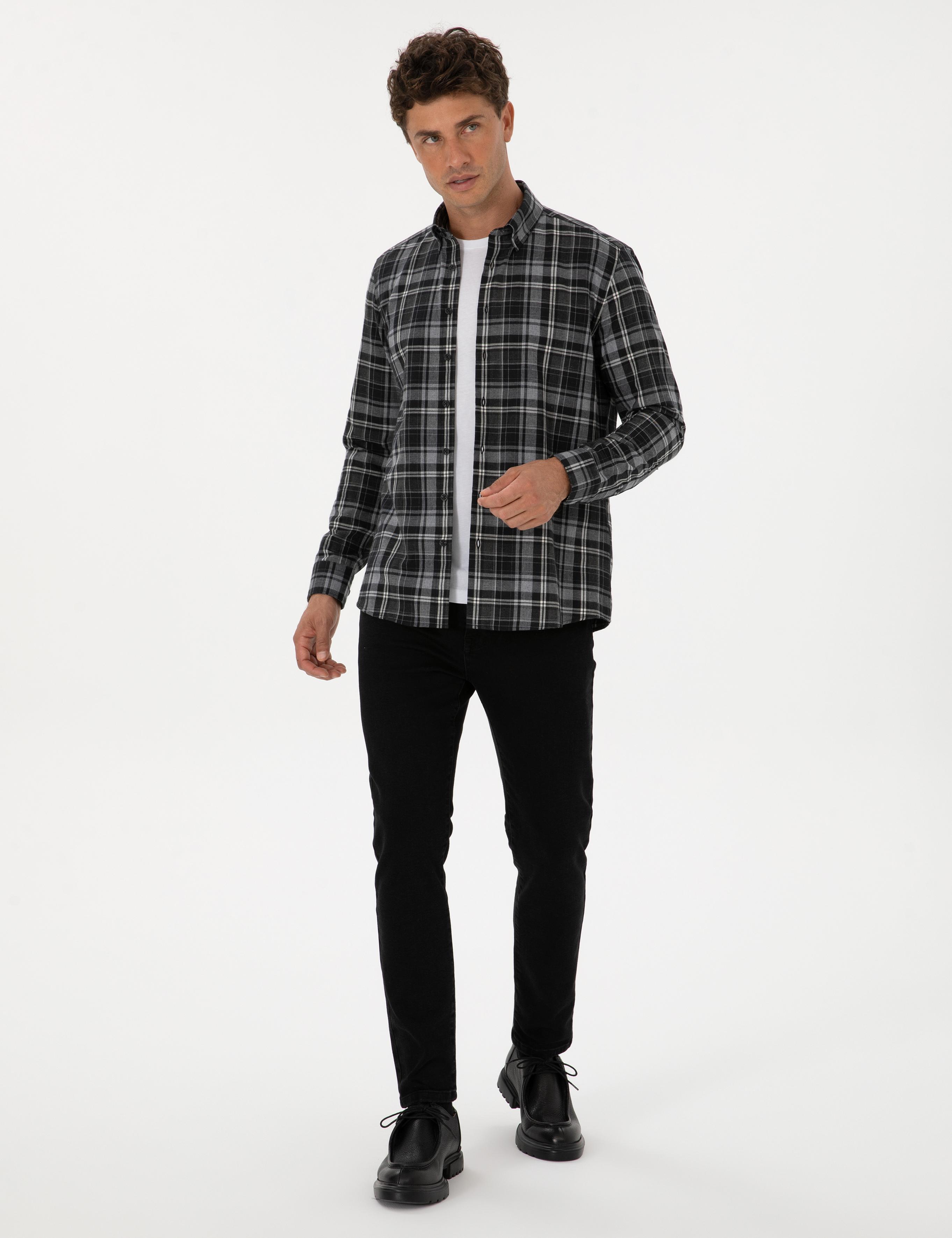 Antrasit Slim Fit Jean Pantolon