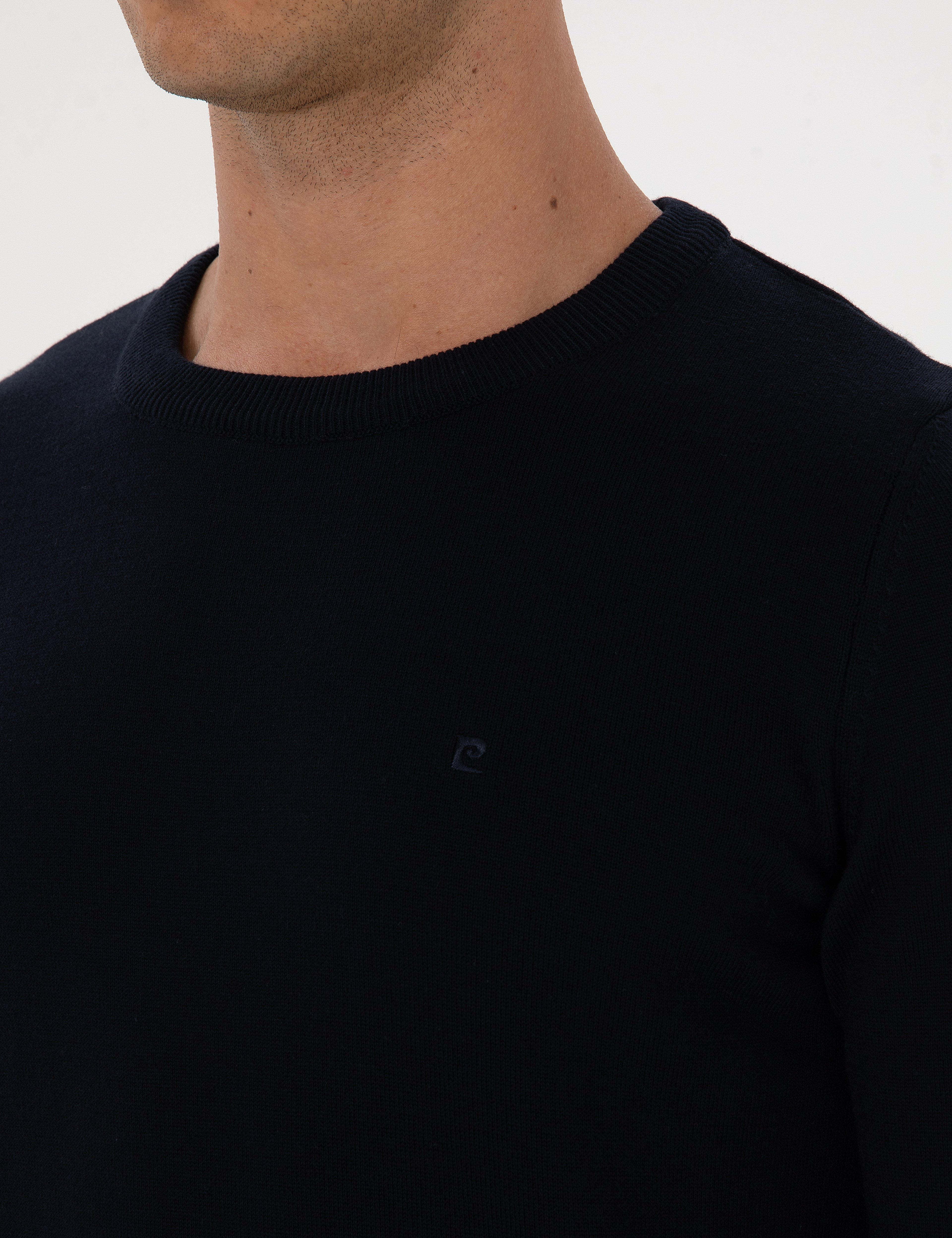 Lacivert Slim Fit Bisiklet Yaka Basic Triko Kazak - Image 7