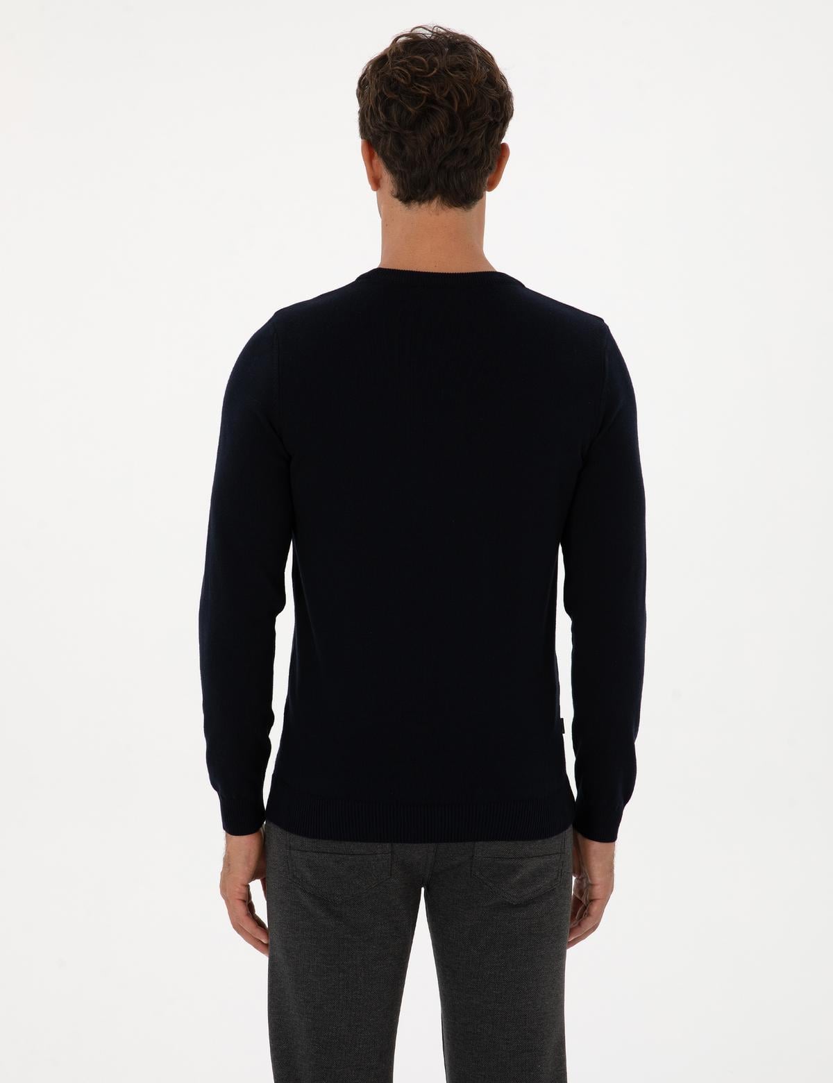 Lacivert Slim Fit Bisiklet Yaka Basic Triko Kazak - 50315509031