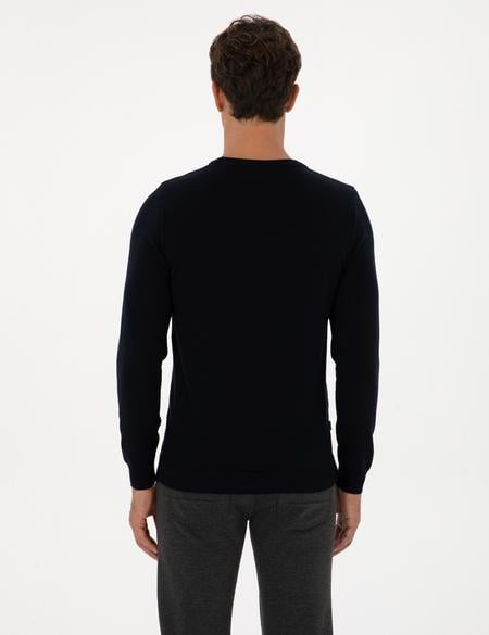 Lacivert Slim Fit Bisiklet Yaka Basic Triko Kazak - 50315509031