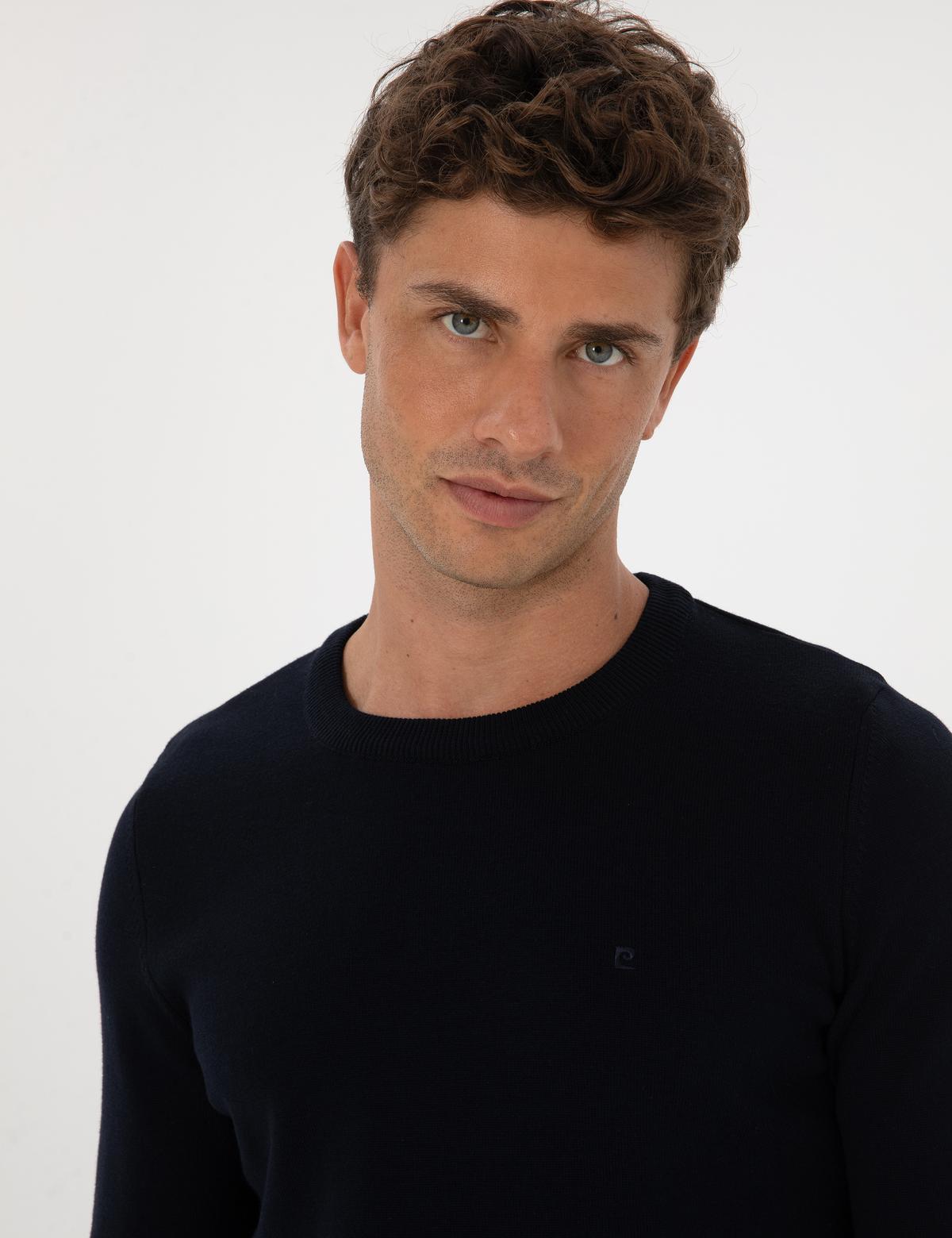 Lacivert Slim Fit Bisiklet Yaka Basic Triko Kazak - 50315509031