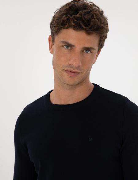 Lacivert Slim Fit Bisiklet Yaka Basic Triko Kazak - 50315509031