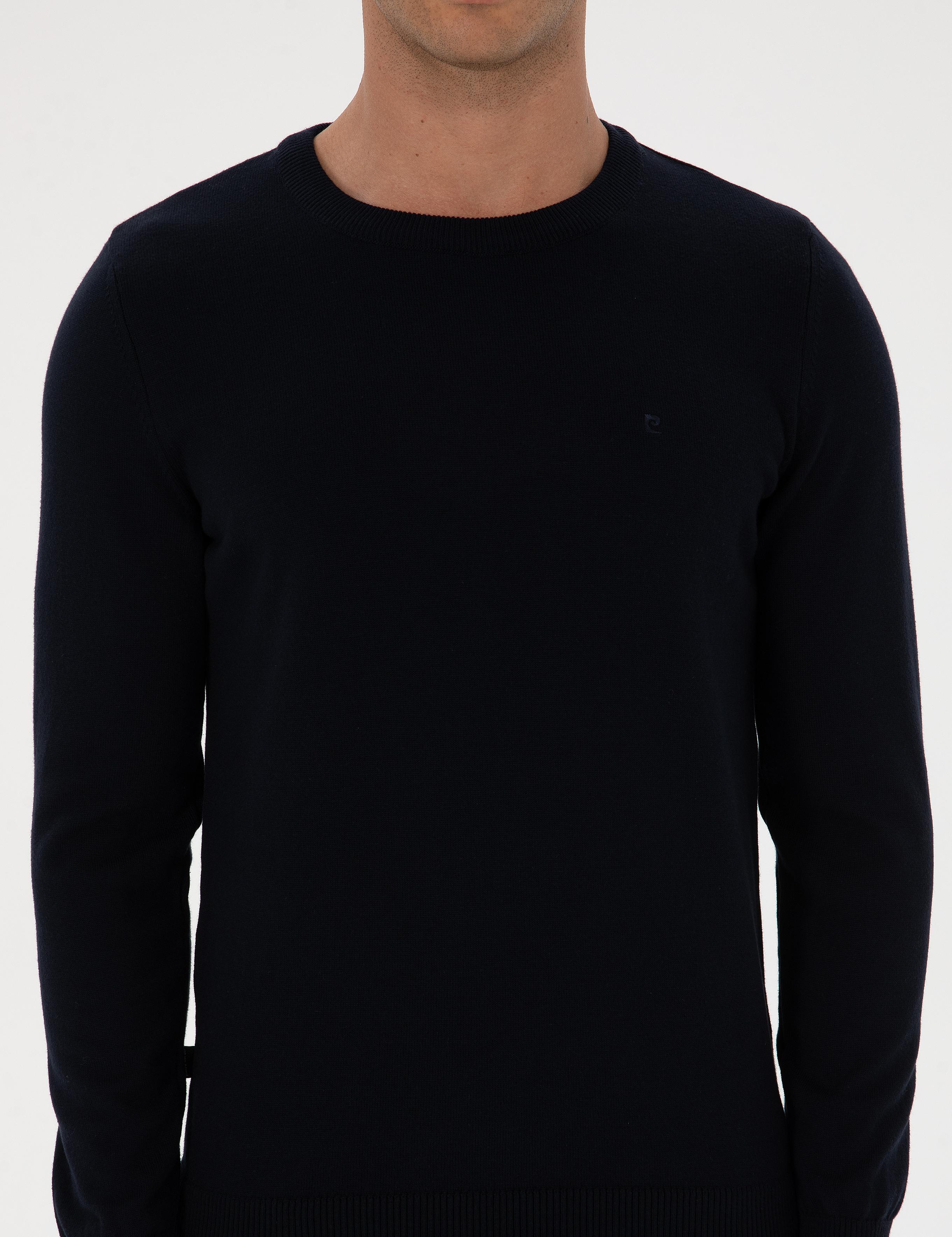 Lacivert Slim Fit Bisiklet Yaka Basic Triko Kazak