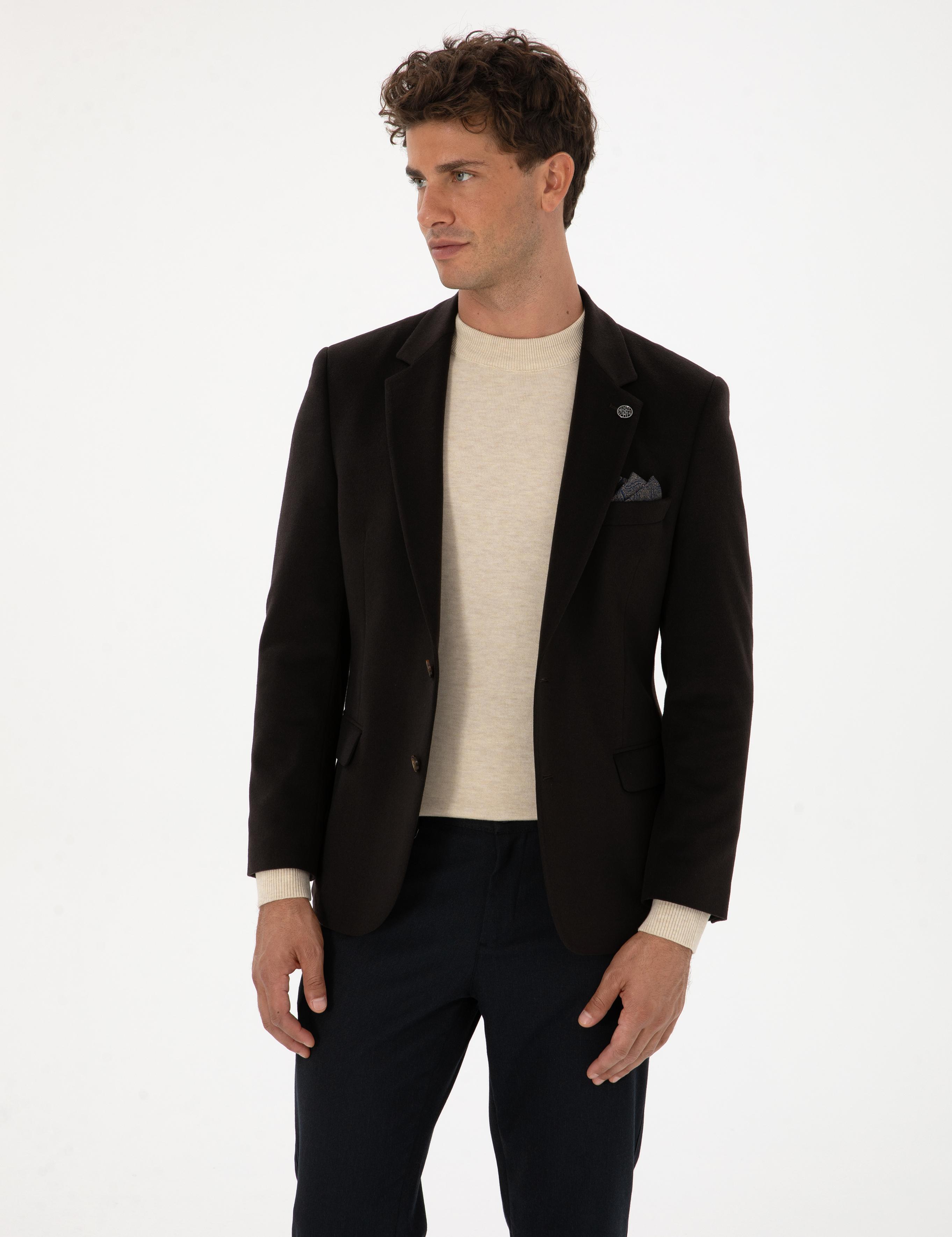 Kahverengi Slim Fit Ceket