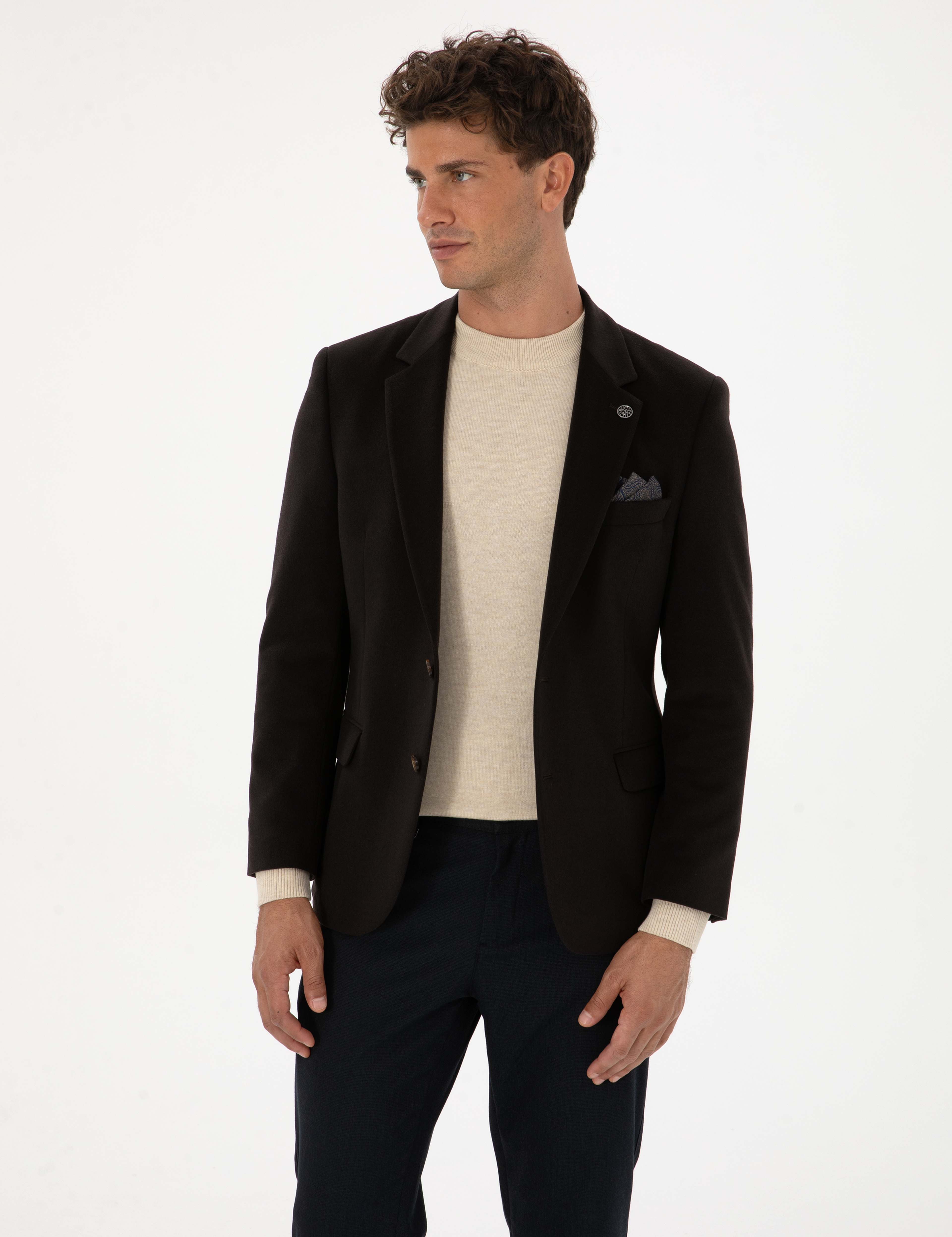 Kahverengi Slim Fit Ceket - Image 3
