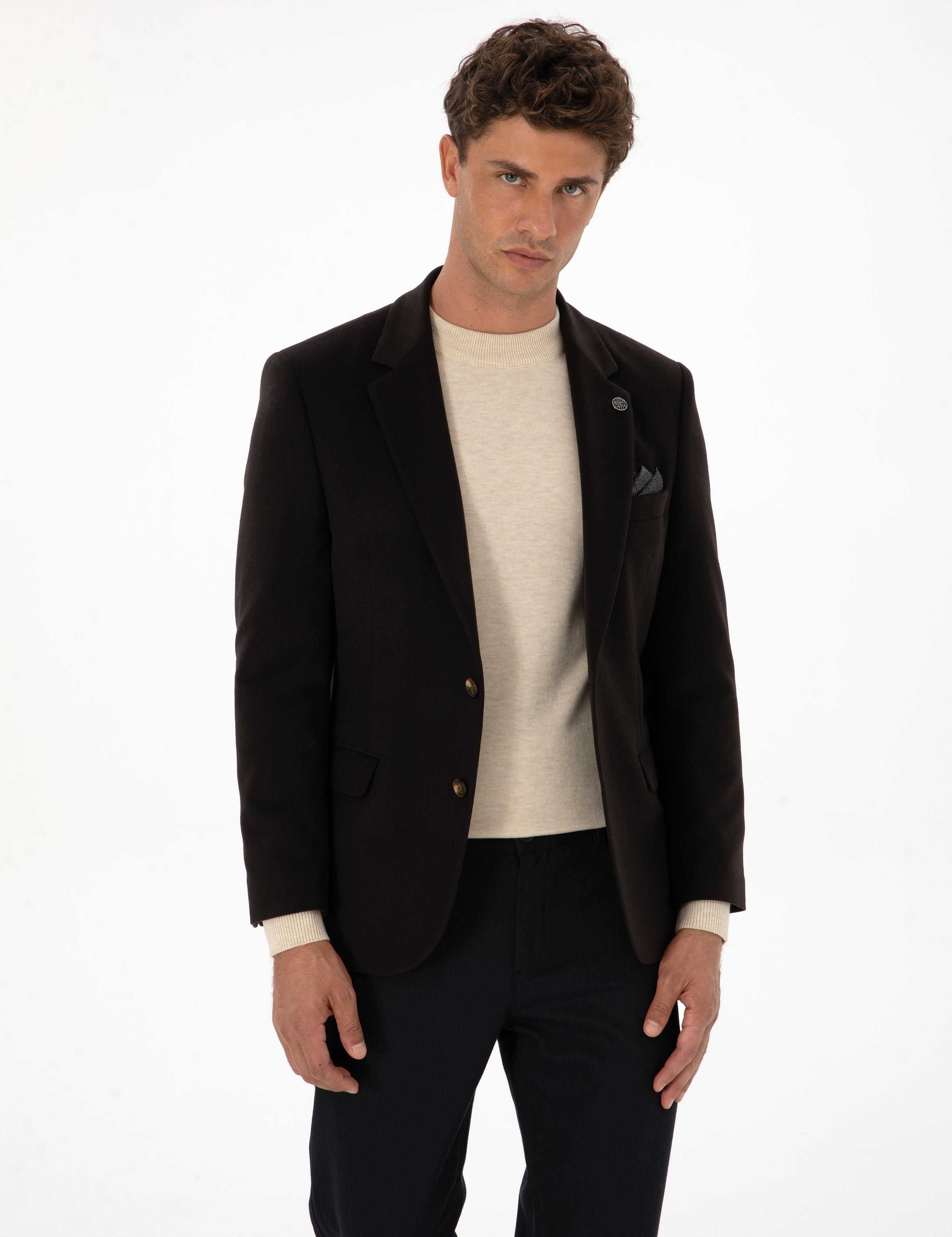 Kahverengi Slim Fit Ceket