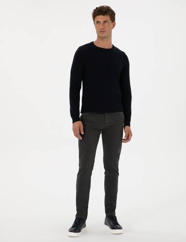 Antrasit Slim Fit Kanvas Pantolon