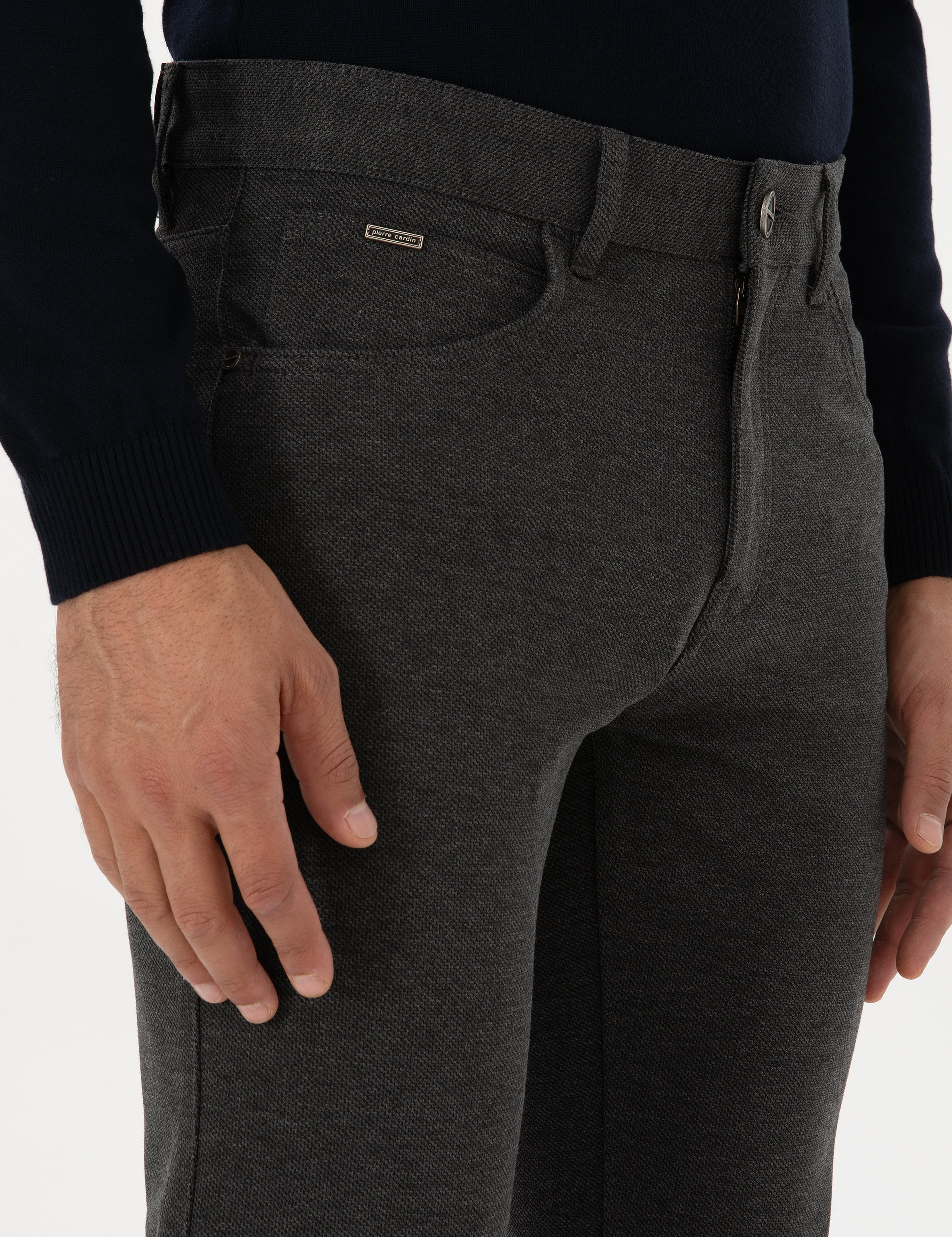 Antrasit Slim Fit Kanvas Pantolon - Image 5