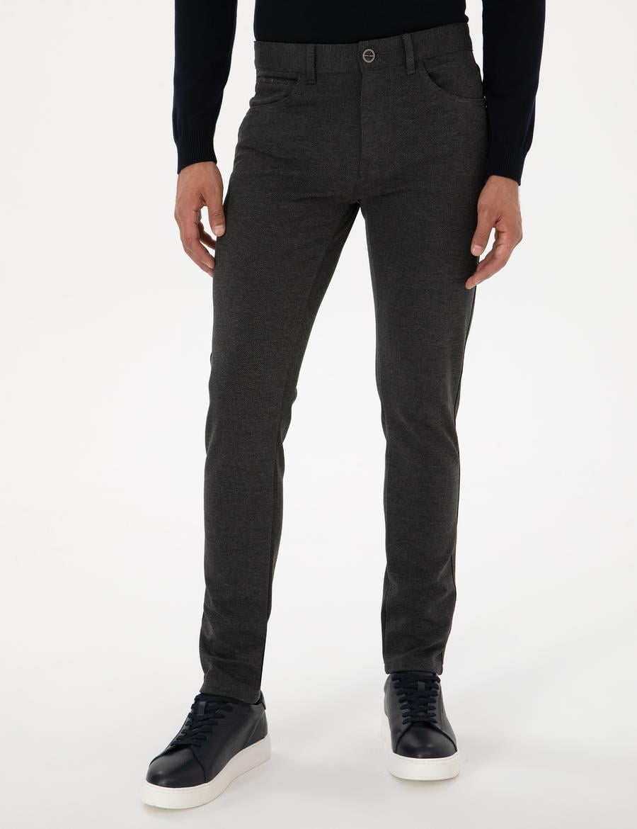 Antrasit Slim Fit Kanvas Pantolon