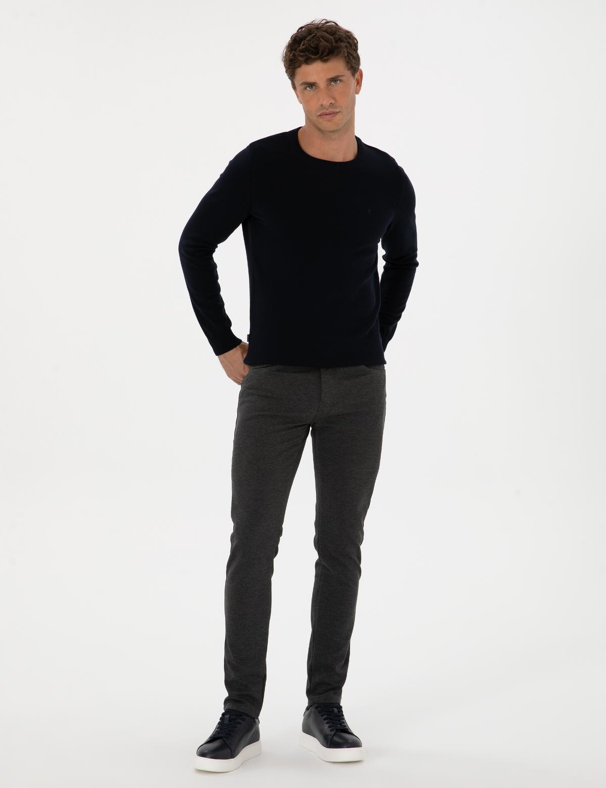 Antrasit Slim Fit Kanvas Pantolon