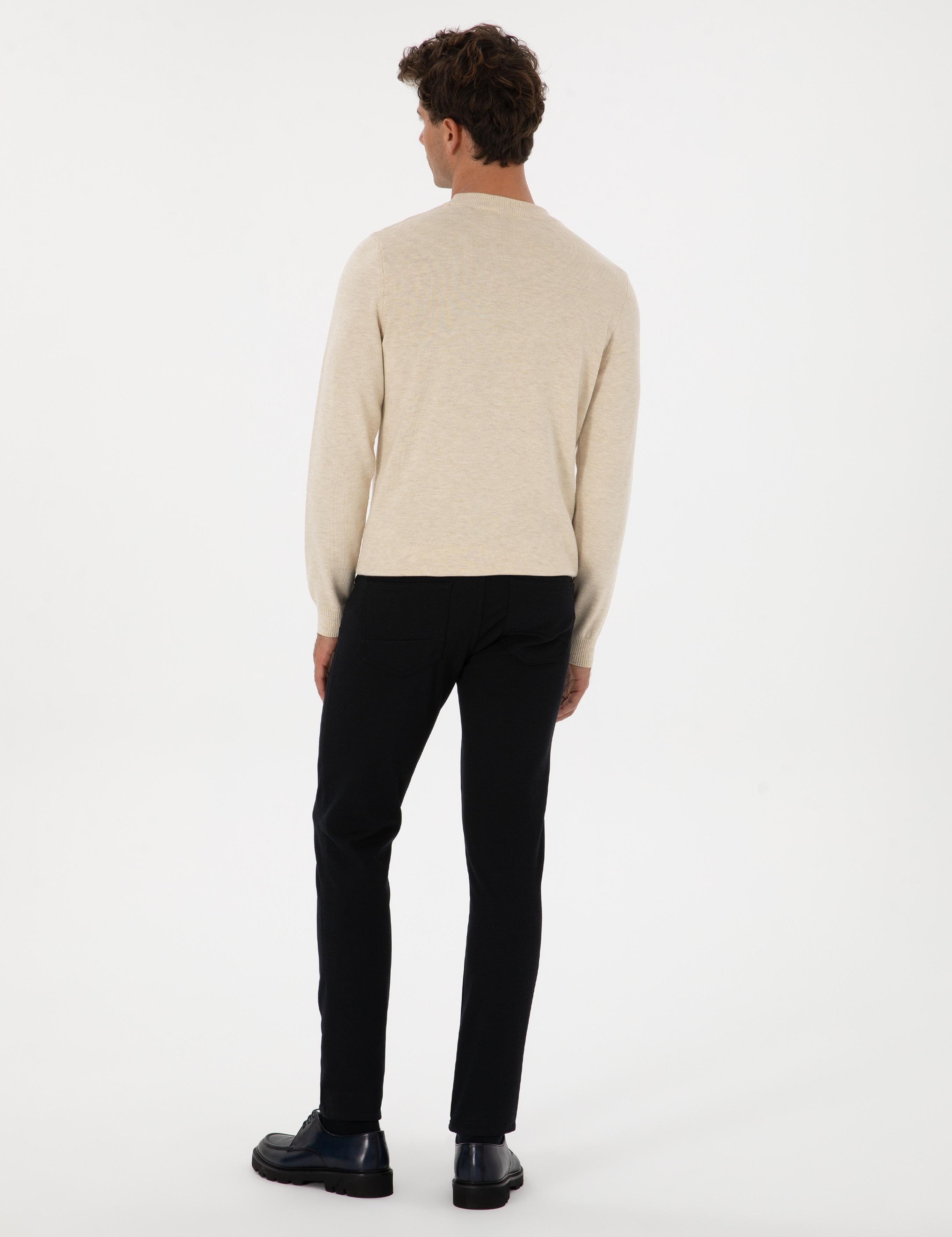 Lacivert Slim Fit Kanvas Pantolon