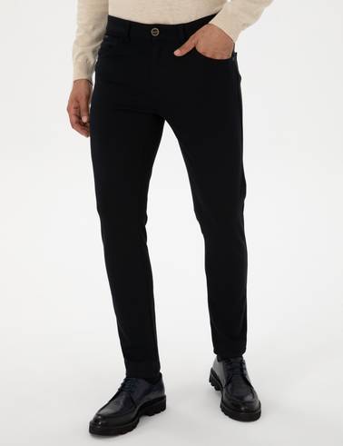 Lacivert Slim Fit Kanvas Pantolon