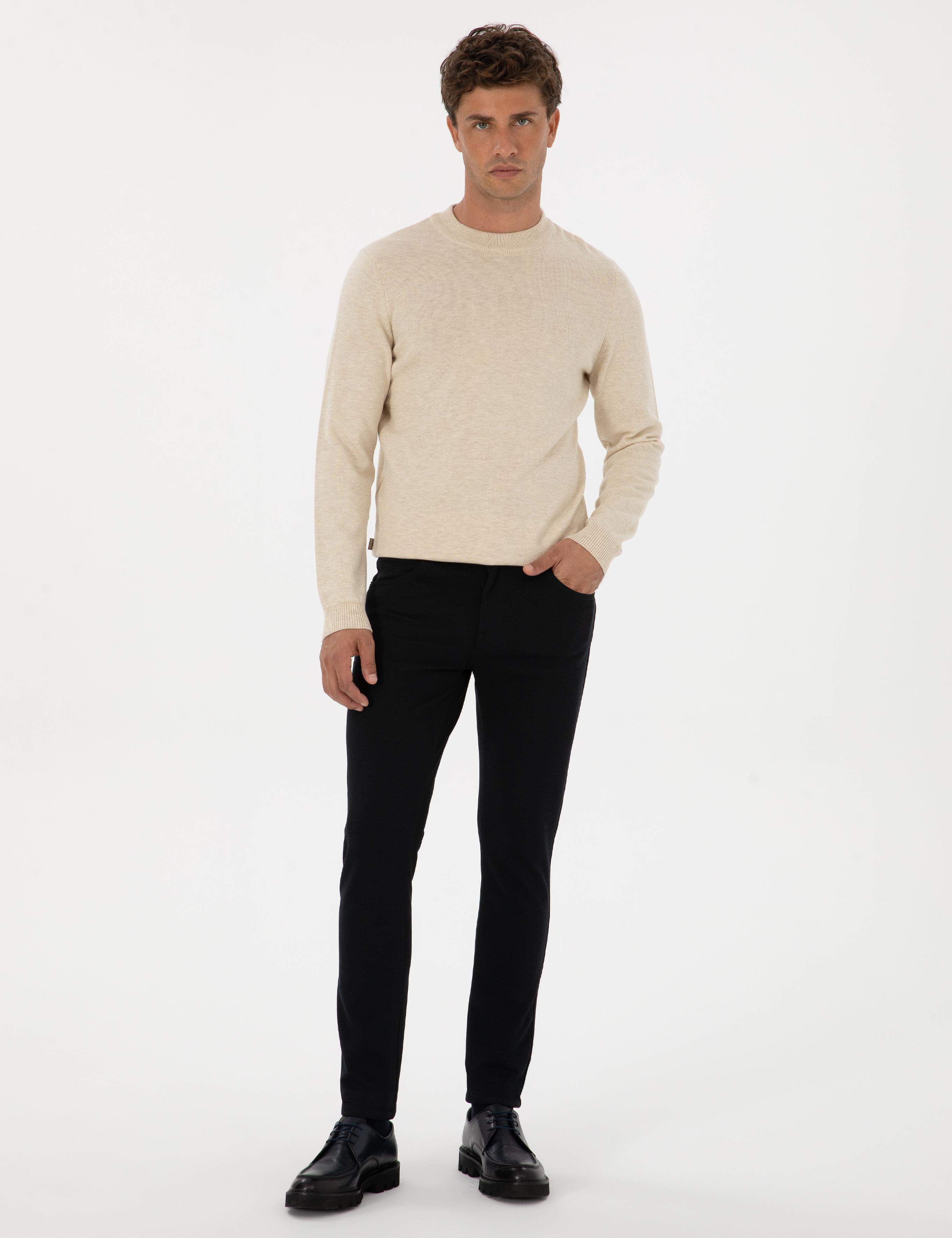 Lacivert Slim Fit Kanvas Pantolon