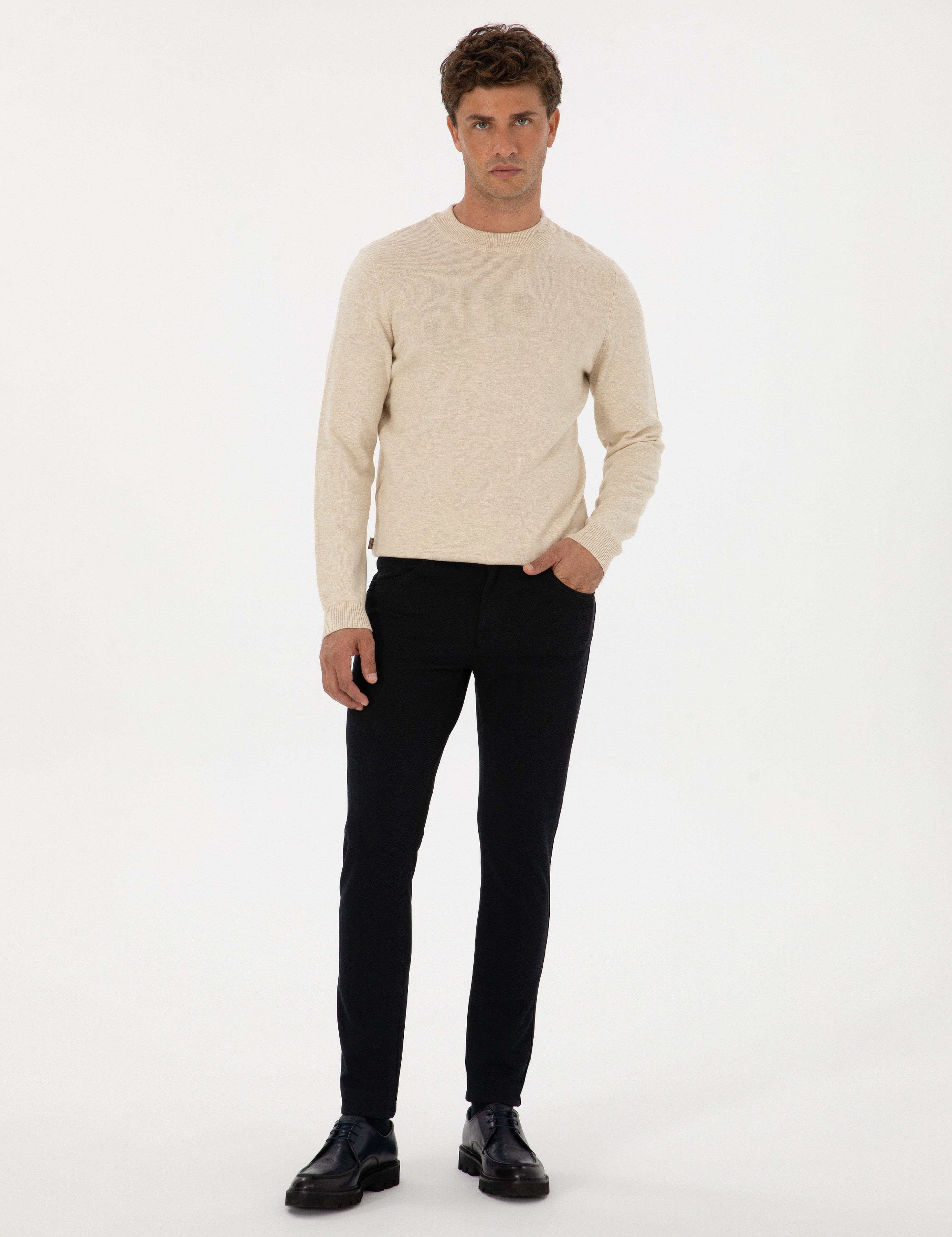 Lacivert Slim Fit Kanvas Pantolon - Image 1